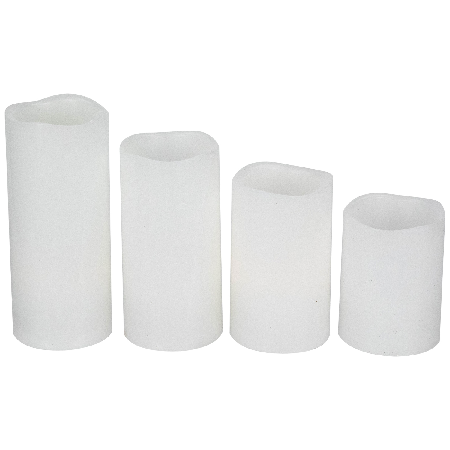 Chandelles cylindriques en cire solide sans flamme à DEL, 7 po, blanc, paq. 4