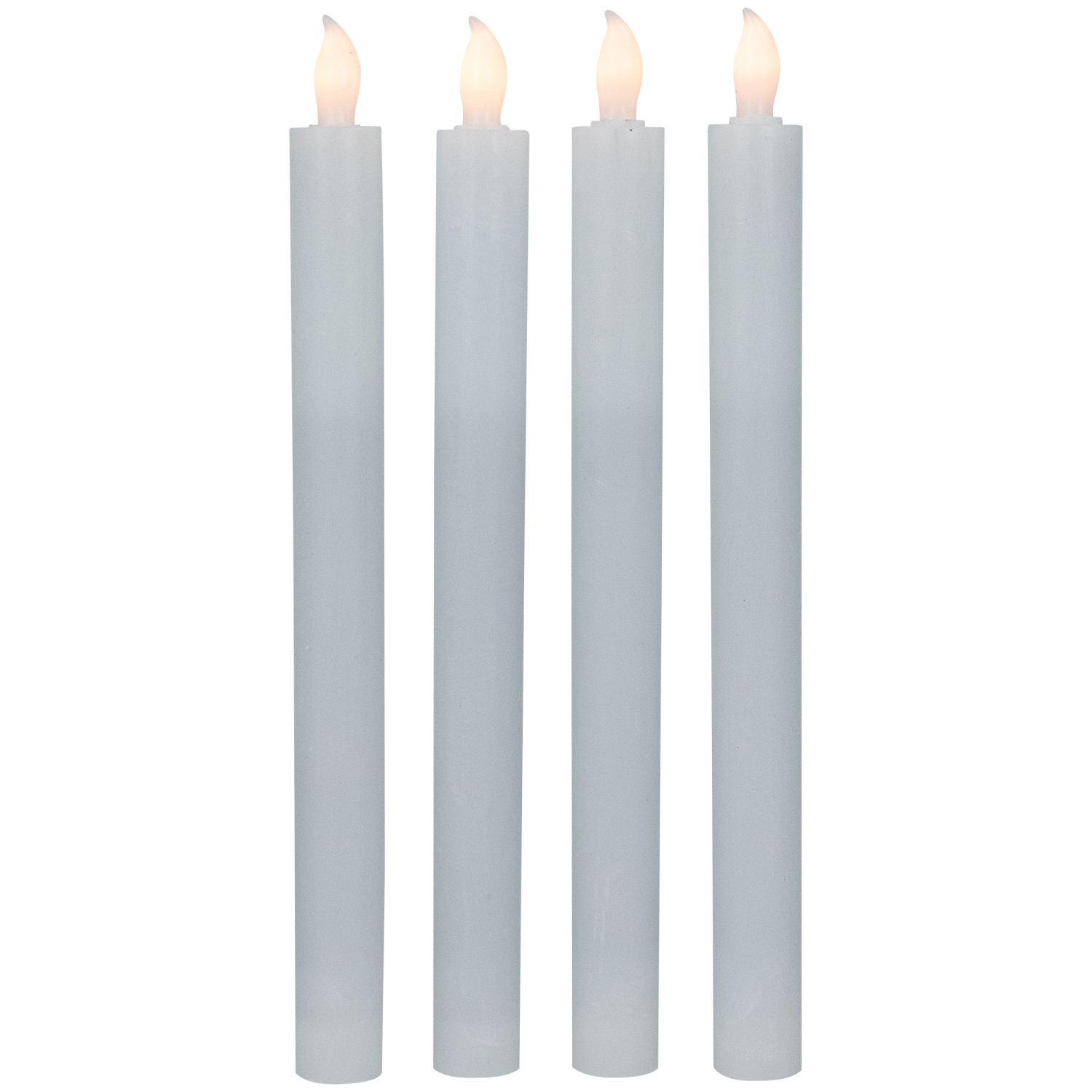 Ensemble de 4 bougies fines sans flamme à DEL blanches unies et scintillantes, 9,5 po