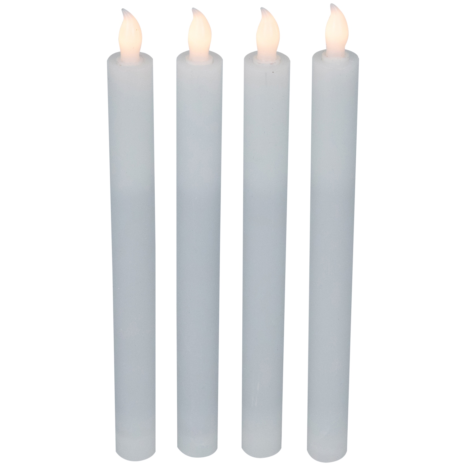 Ensemble de 4 bougies fines sans flamme à DEL blanches unies et scintillantes, 9,5 po