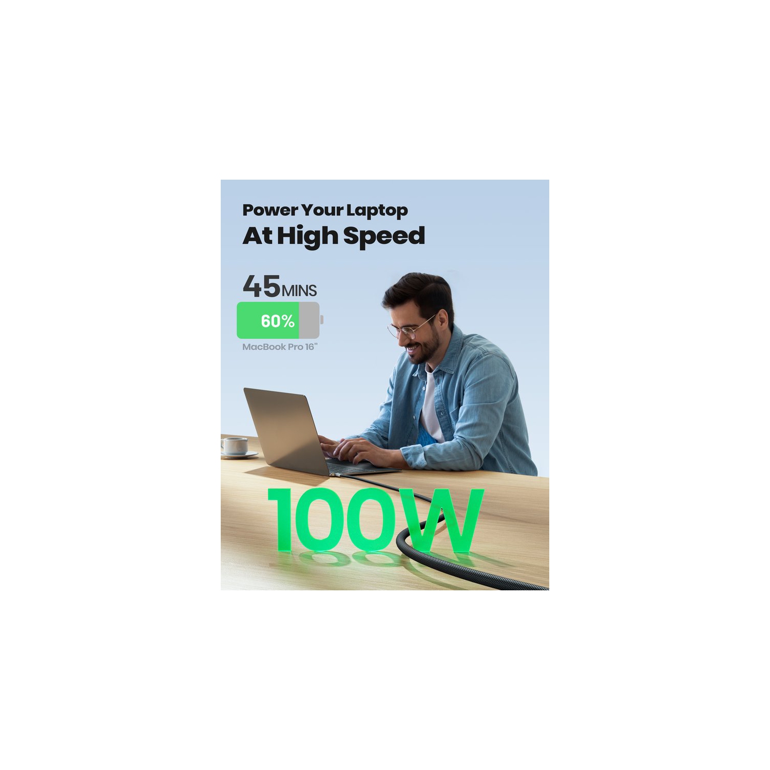 Câble USB-C INIU, câble de chargement rapide USB-C vers C 100 W, câble de chargement tressé de type C pour iPhone 15 Pro Max Samsung Galaxy S21