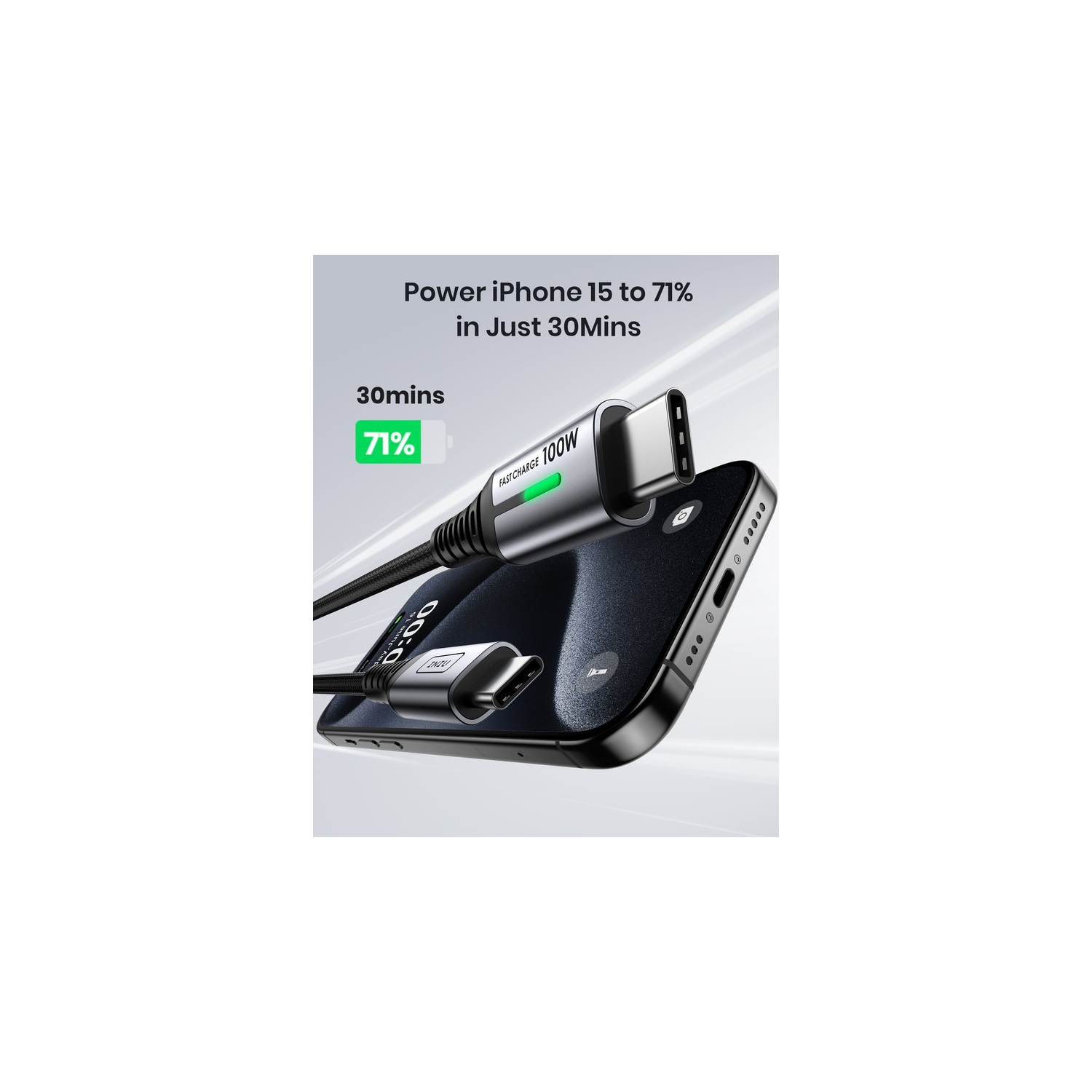 Câble USB-C INIU, câble de chargement rapide USB-C vers C 100 W, câble de chargement tressé de type C pour iPhone 15 Pro Max Samsung Galaxy S21