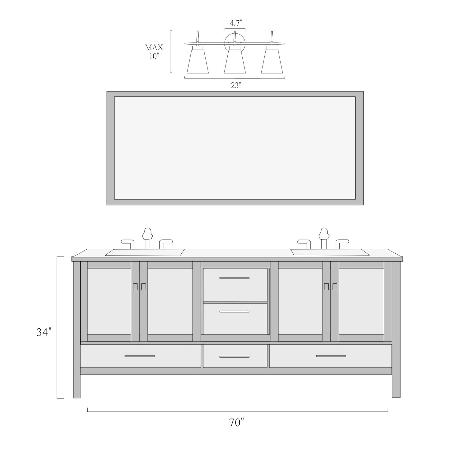 Black and Gold Bathroom Vanity Light, 23-in 3-Light Black and Polished Brass Gold In Seeded Glass LED Modern/Contemporary Vanity Light