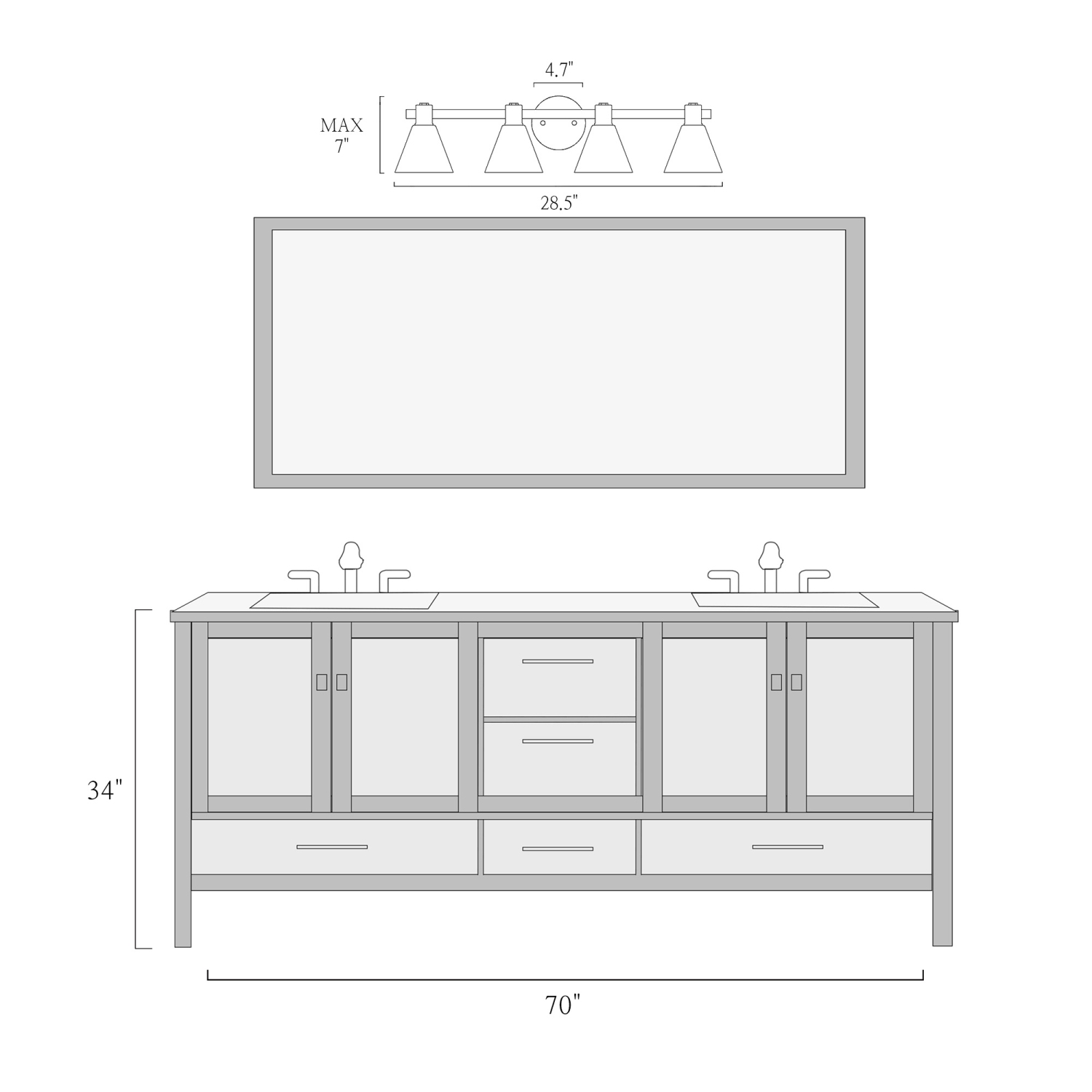 Polished Gold Bathroom Vanity Light, 28.5-in 4-Light Plating Brass and Seeded Glass Shade LED Modern/Contemporary Vanity Light