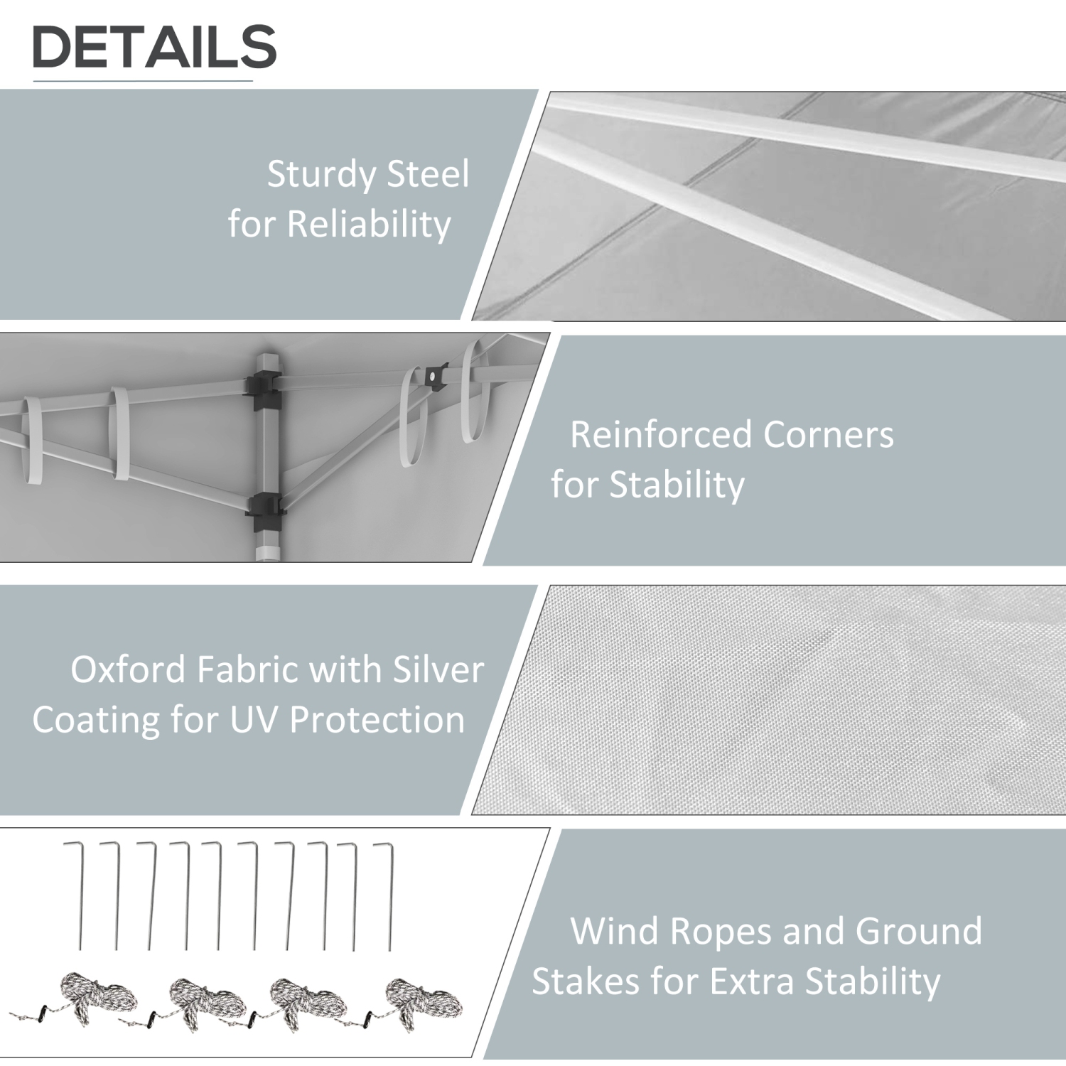 Abri pliant instantané avec parois amovibles, abri escamotable Outsunny, 20 x 10 pi, 6 fenêtres, 4 sacs de sable et sac de transport, blanc