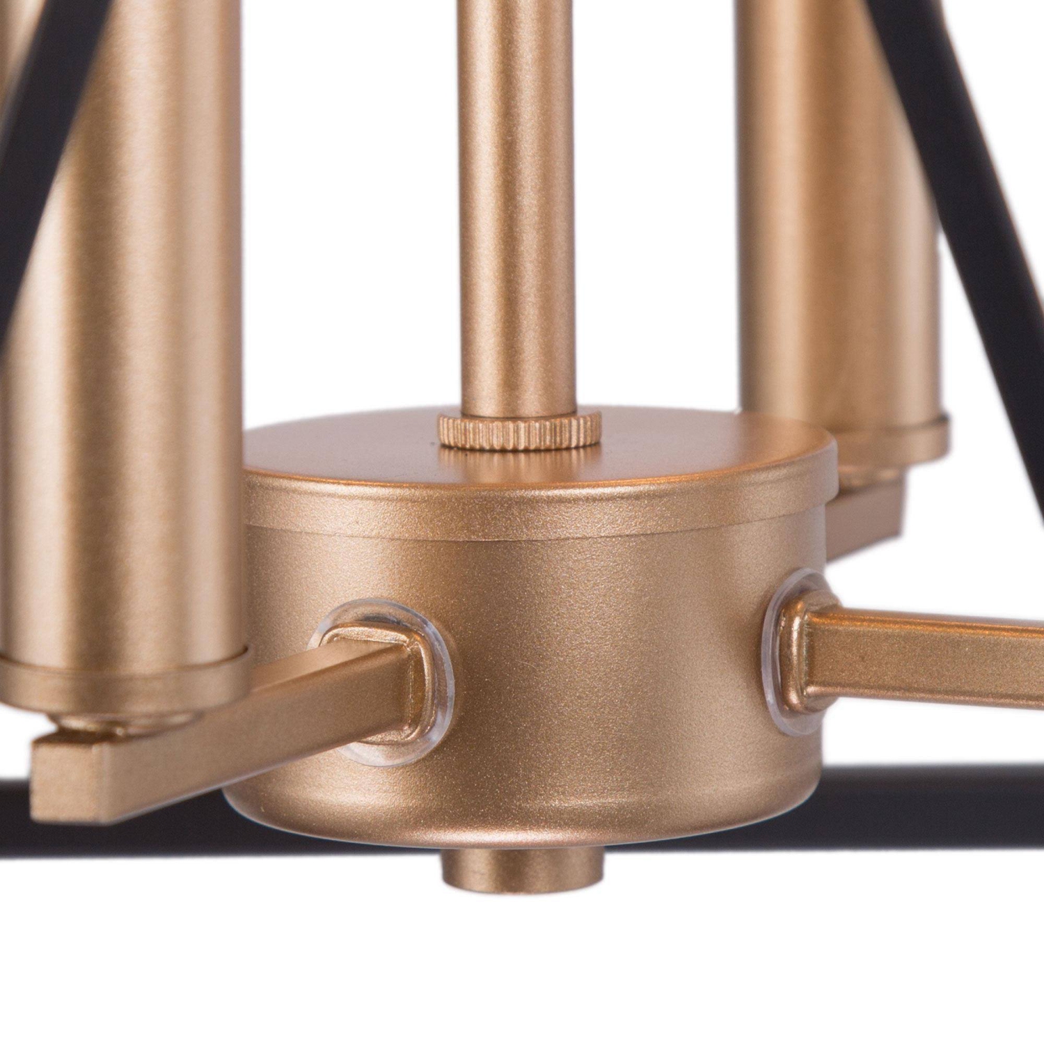 Modern Dining Room Chandelier 12.5 in. 4-Light Antique Gold Modern Chandelier with Black Metal Wire Geometric Cage