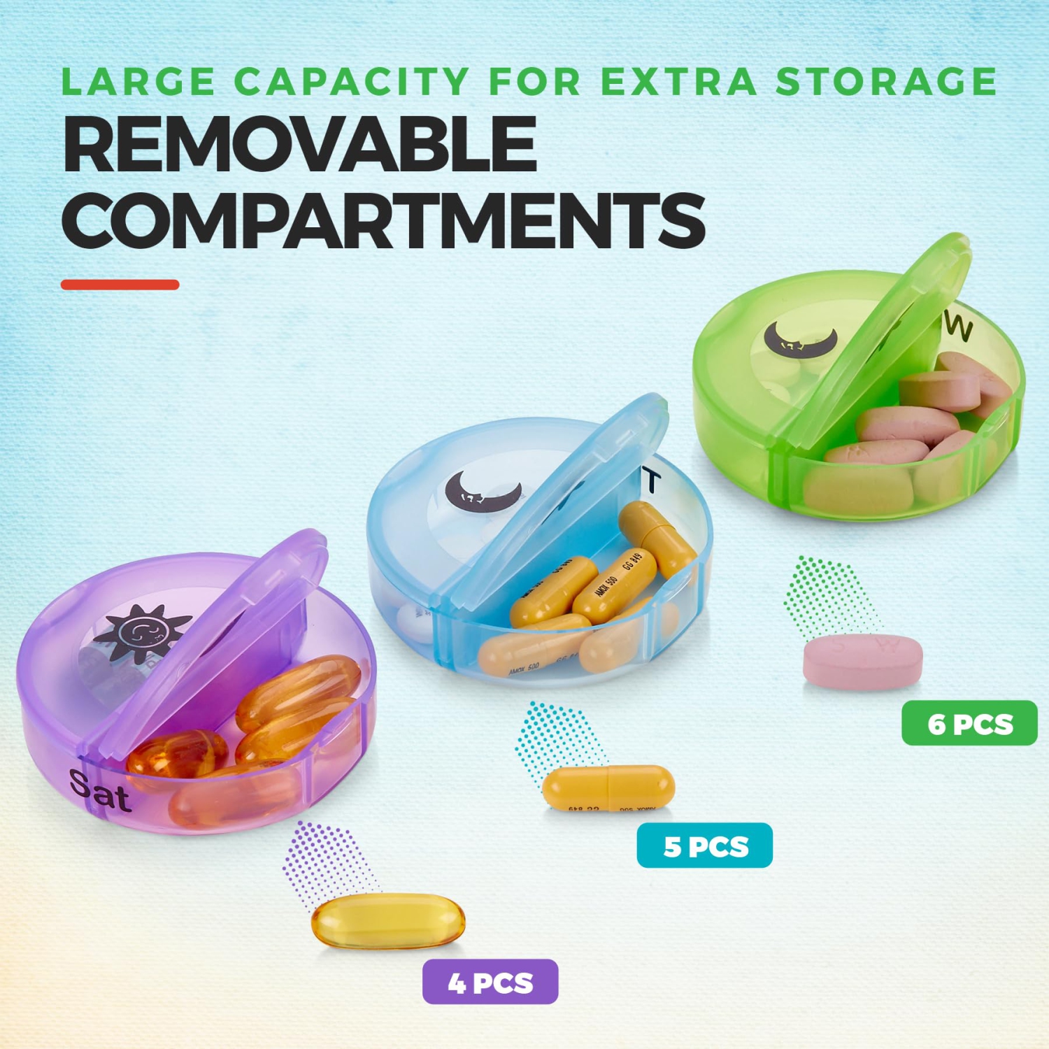 Weekly Pill Organizer - 2 Times-A-Day Compartments - 7 Day AM/PM Pill Container - Portable, Durable and Convenient Travel Pills Case for Tablets,