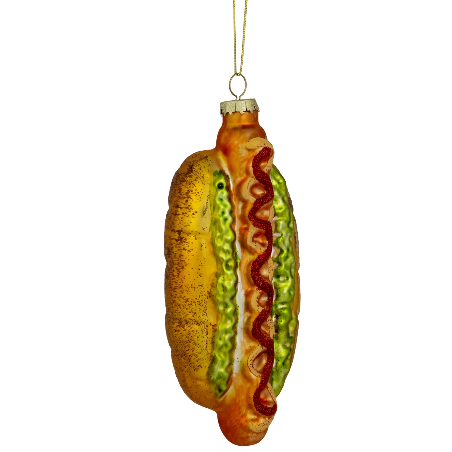 6" Hot Dog with All the Fixings Glass Christmas Ornament