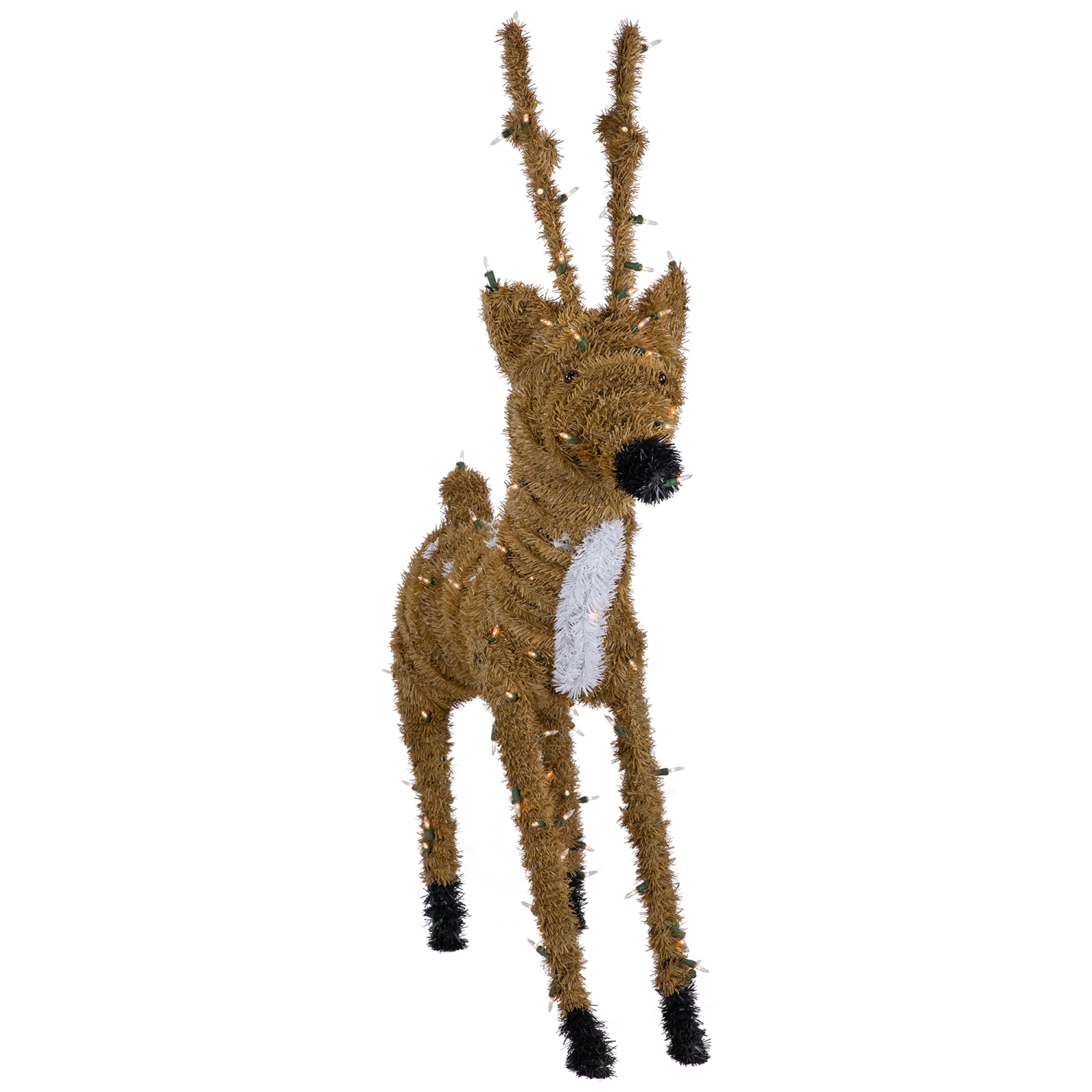 Pre-Lit Standing Reindeer with Spots Outdoor Christmas Decoration - Brown
