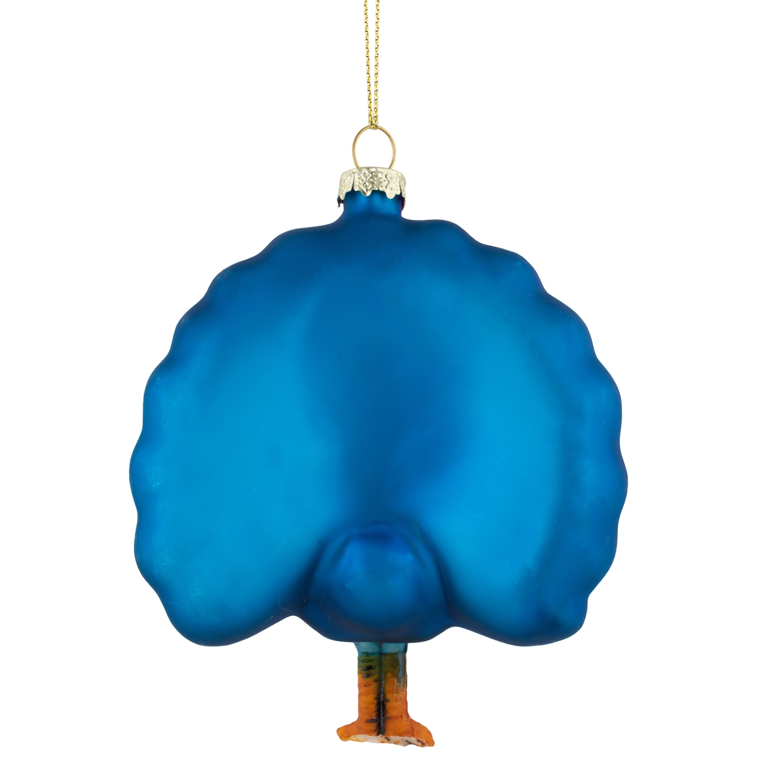 Standing Glittered Peacock Glass Christmas Ornament - 4.75" - Purple and Blue