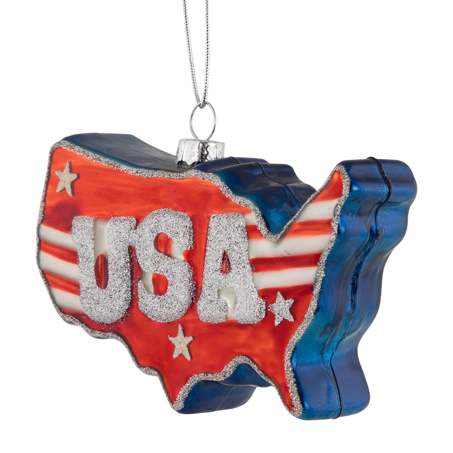 4.25" Americana USA Glass Christmas Ornament