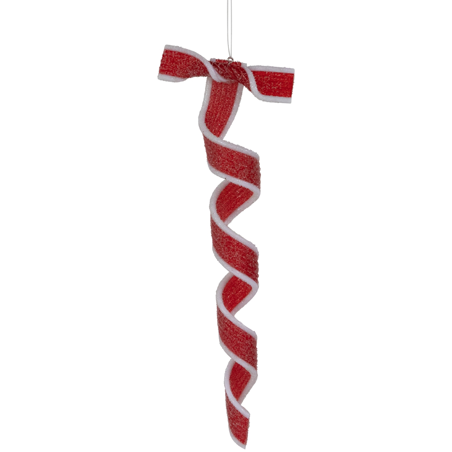 6ct Frosted Red and White Candy Twist Christmas Ornaments 9"