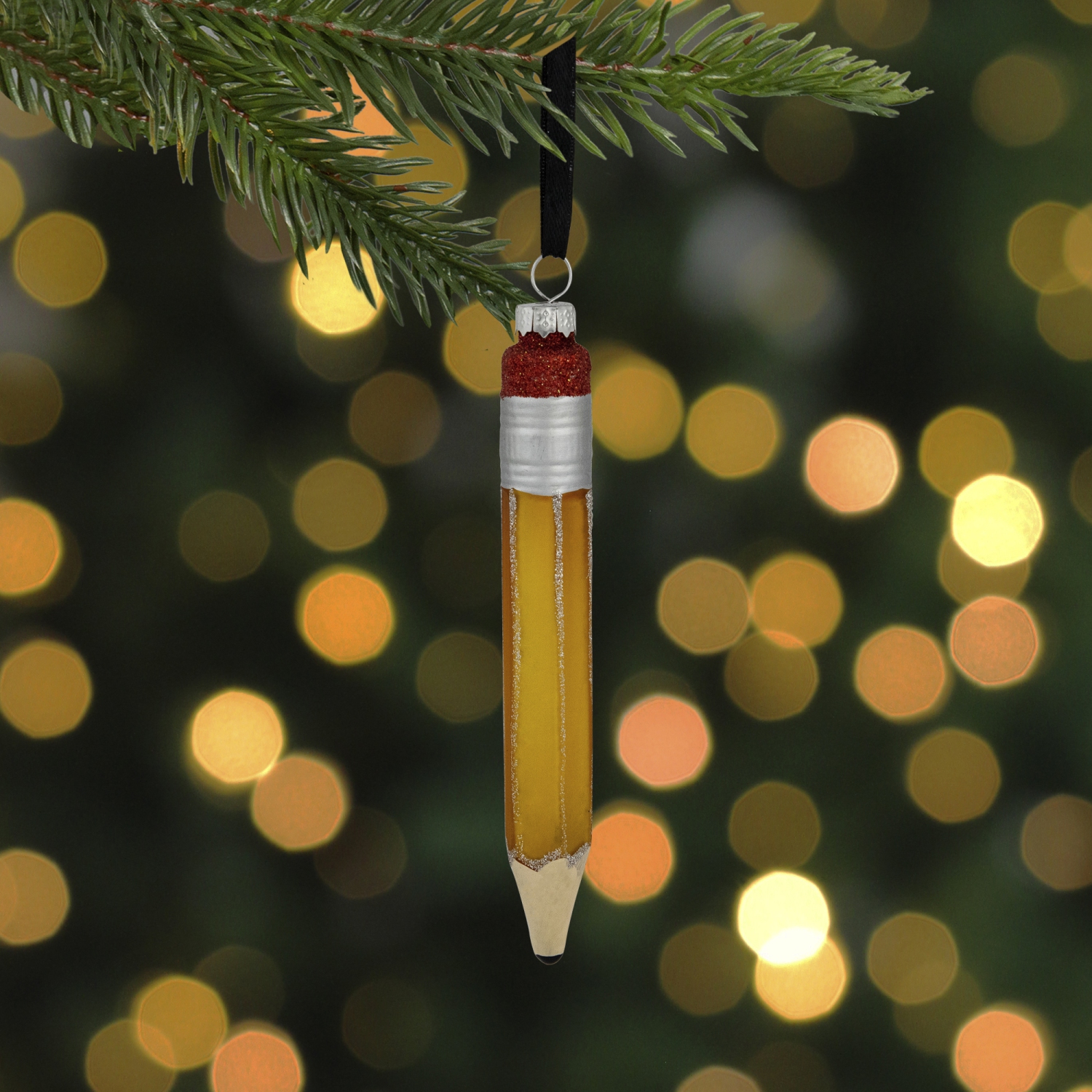 5.75" Glittered Pencil Glass Christmas Ornament