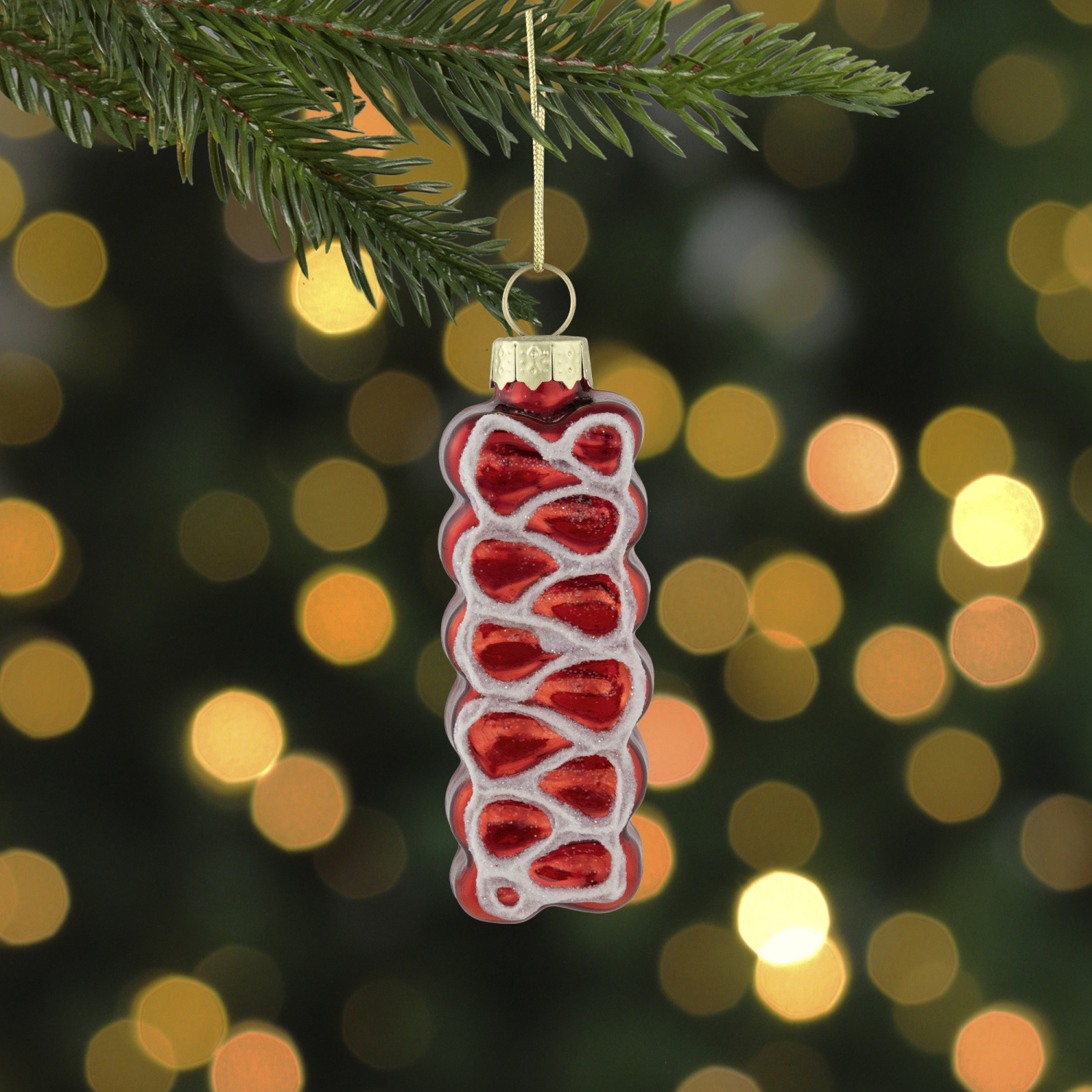 3" Red Ribbon Candy Glass Christmas Ornament