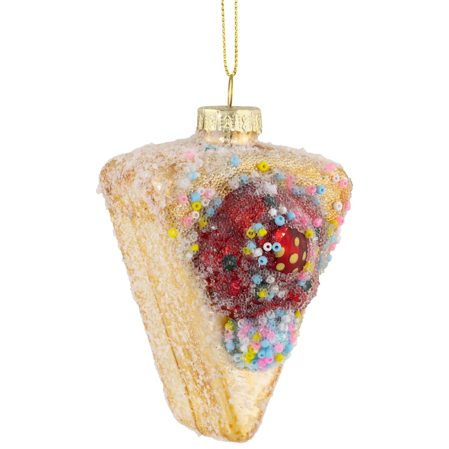 3" Double Layer Slice of Cake Glass Christmas Ornament
