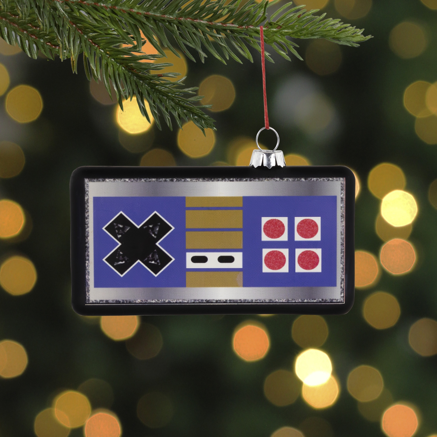 Retro Game Controller Glass Christmas Ornament - 4.25" - Multicolor