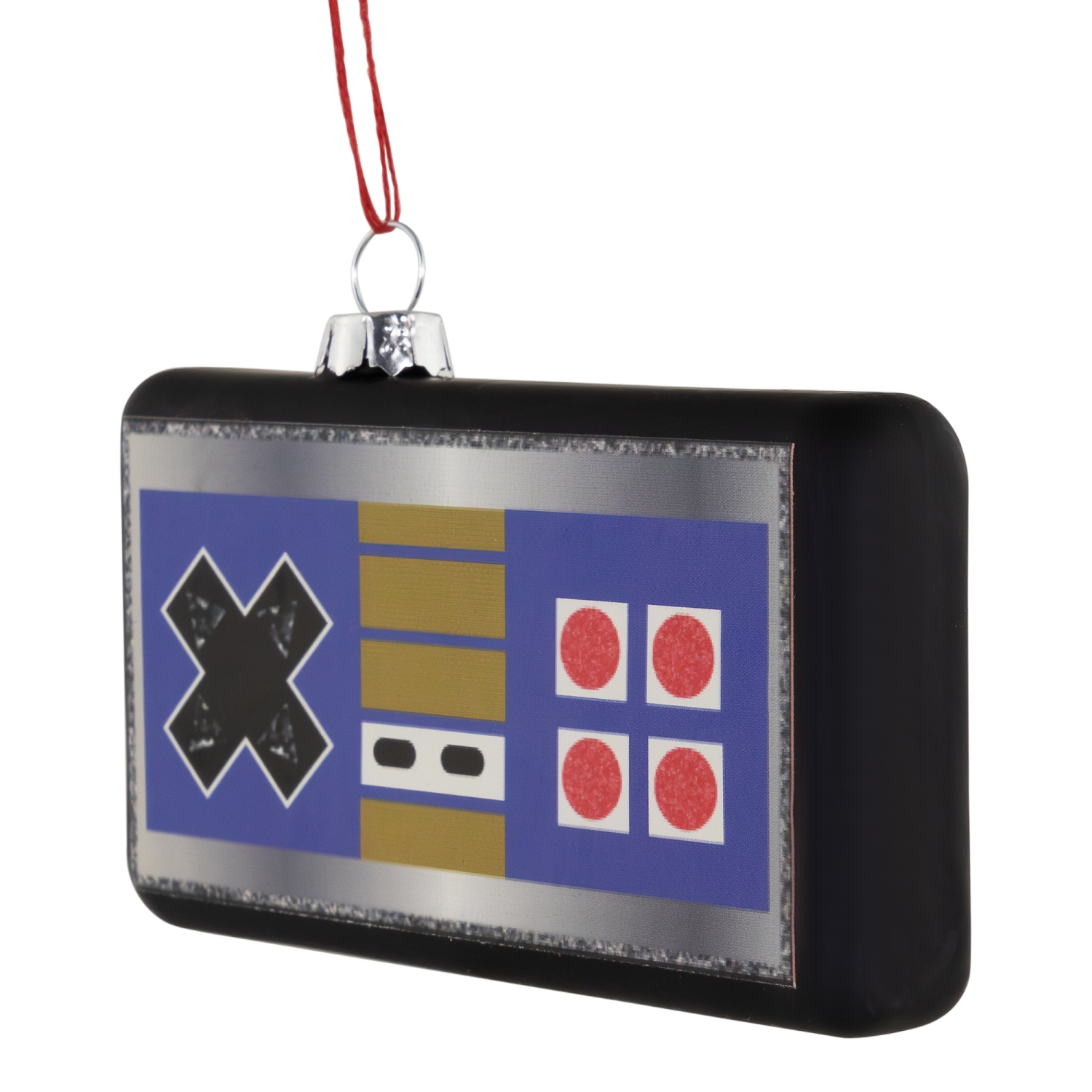 Retro Game Controller Glass Christmas Ornament - 4.25" - Multicolor
