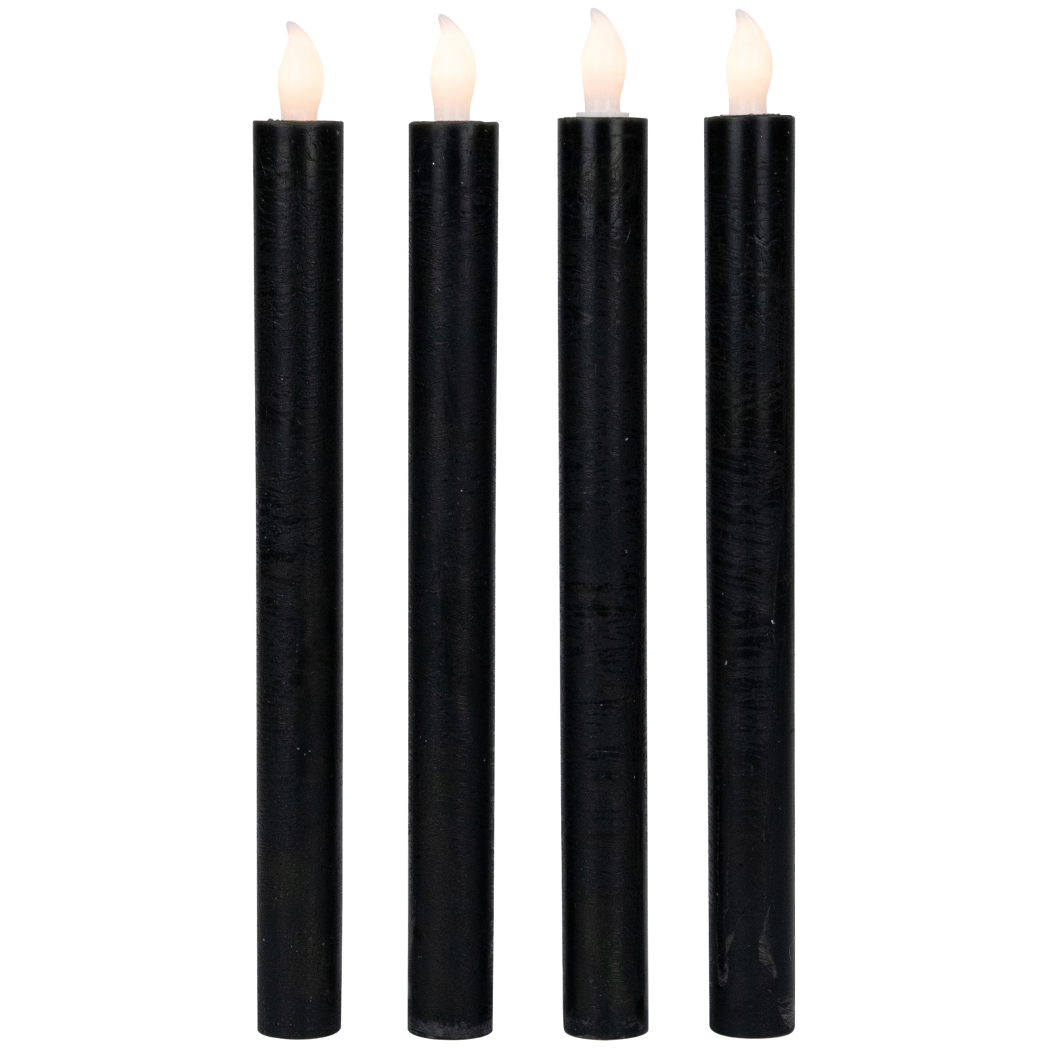 Set of 4 Solid Black LED Flickering Flameless Halloween Taper Candles 9.5"