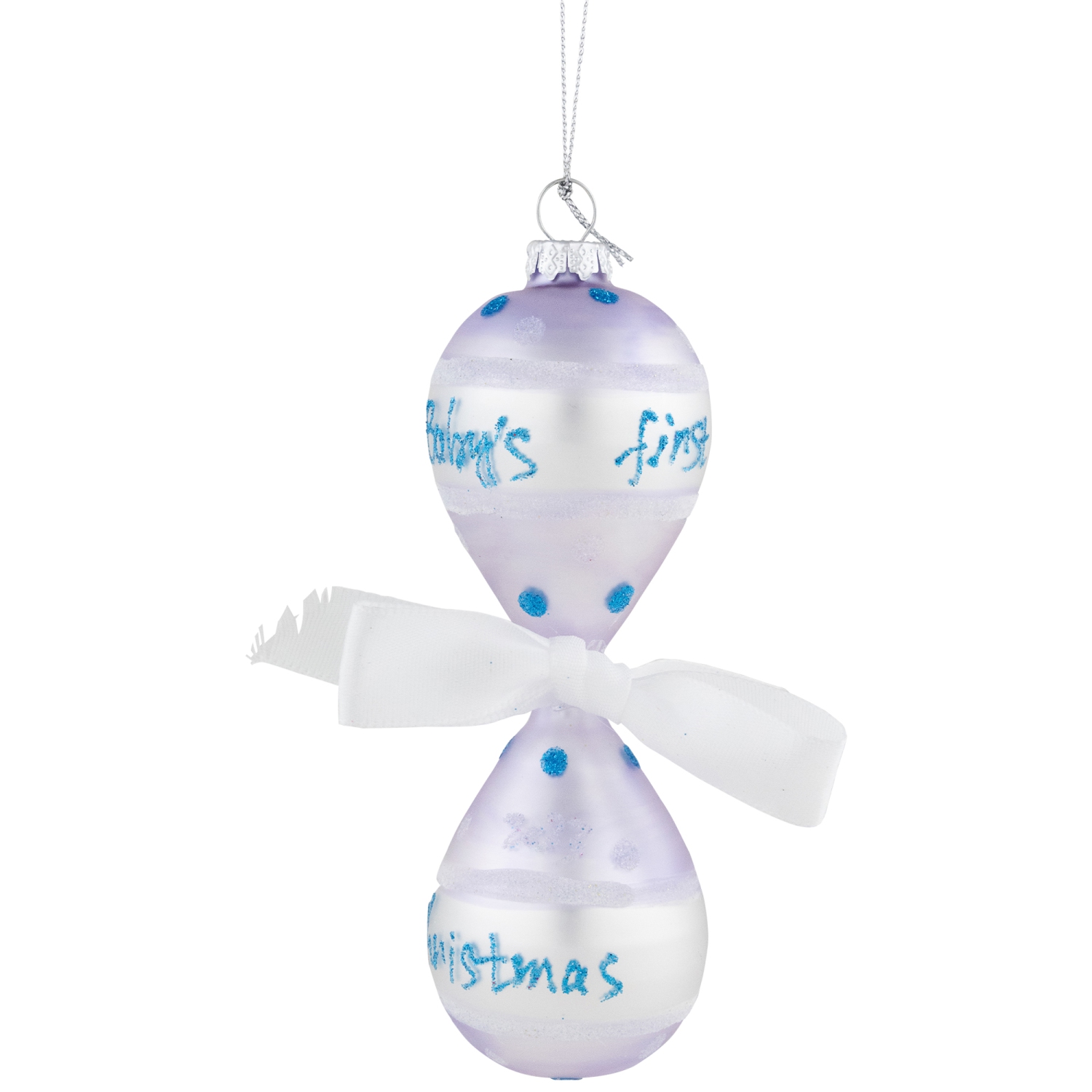 Décoration en verre «&nbsp;First Christmas 2023&nbsp;» pour bébé garçon - 5&nbsp;po