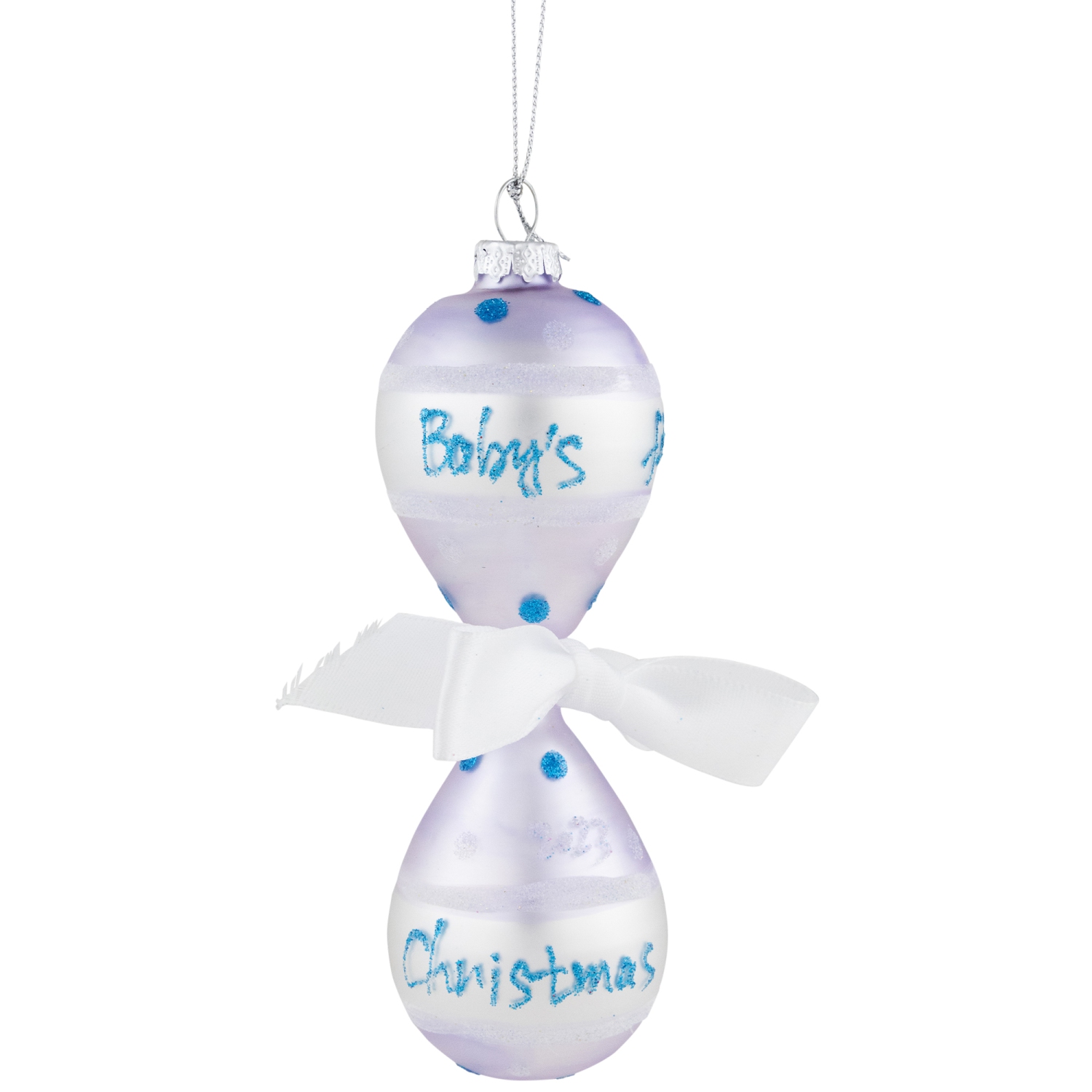 Décoration en verre «&nbsp;First Christmas 2023&nbsp;» pour bébé garçon - 5&nbsp;po