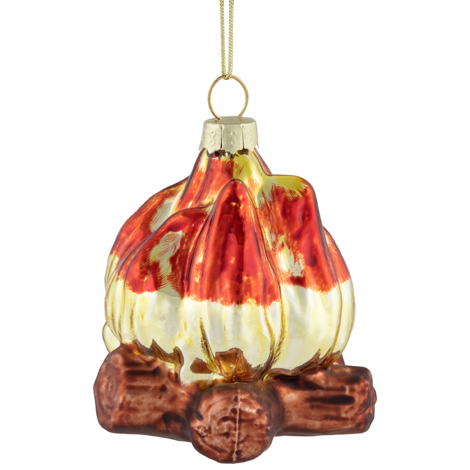 2.75" Log Campfire Glass Christmas Ornament