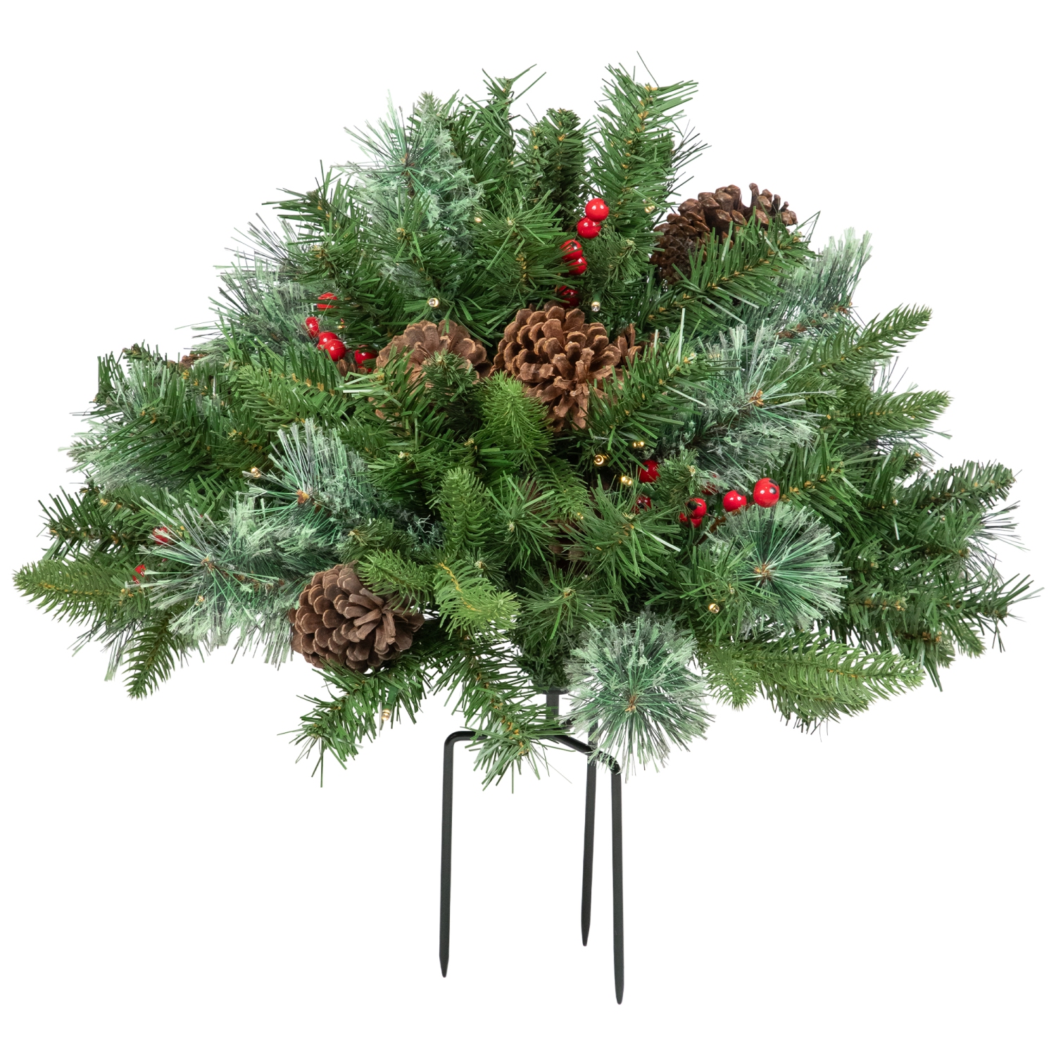 Pre-Lit LED Mixed Cashmere Urn Filler Christmas Garden Stake - 20"