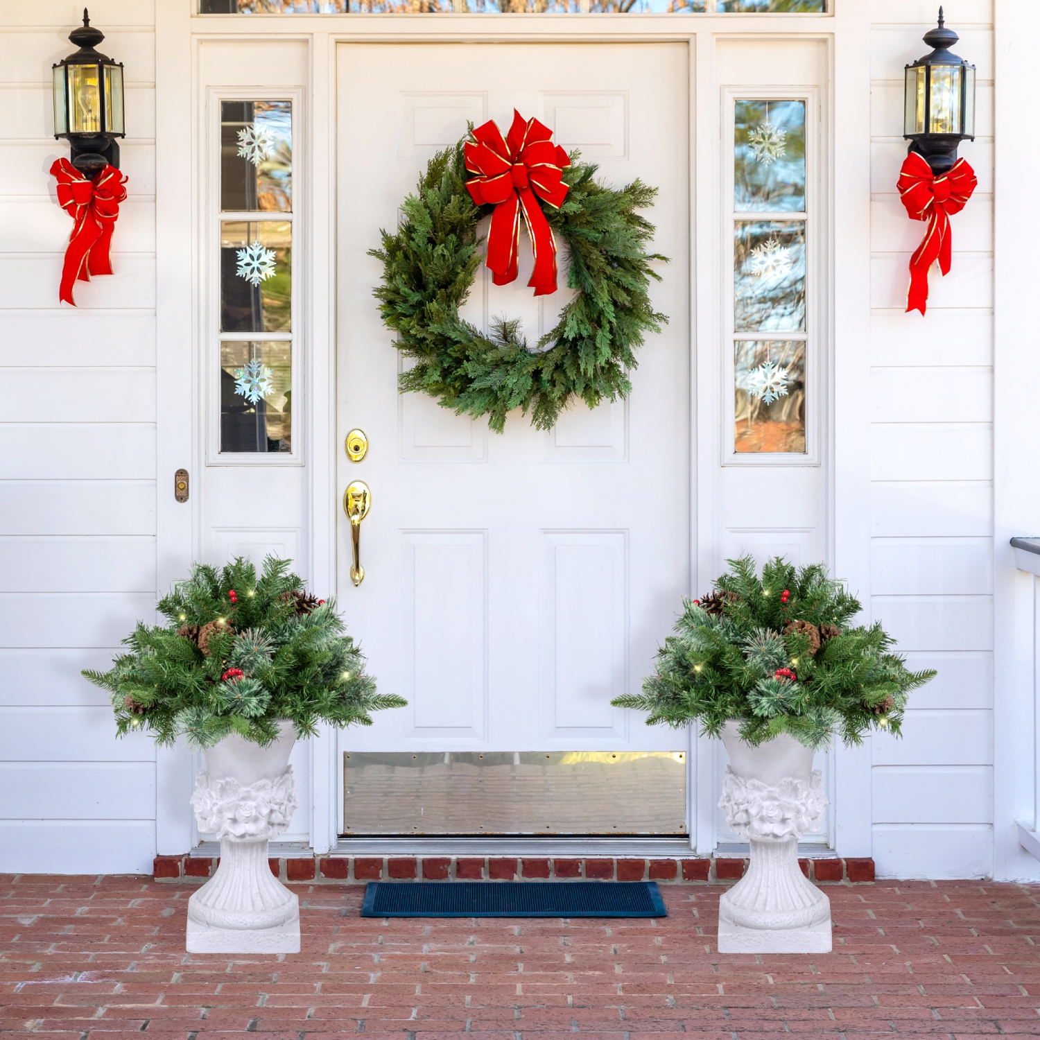 Pre-Lit LED Mixed Cashmere Urn Filler Christmas Garden Stake - 20"