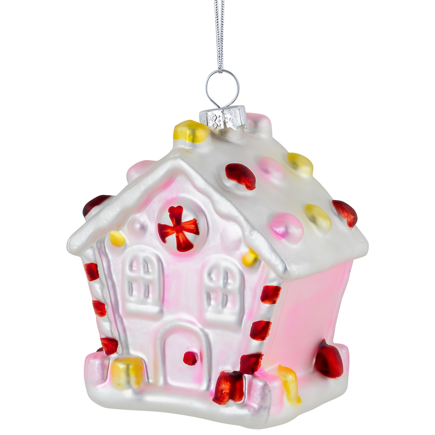 3.25" Pink Candy House Glass Christmas Ornament