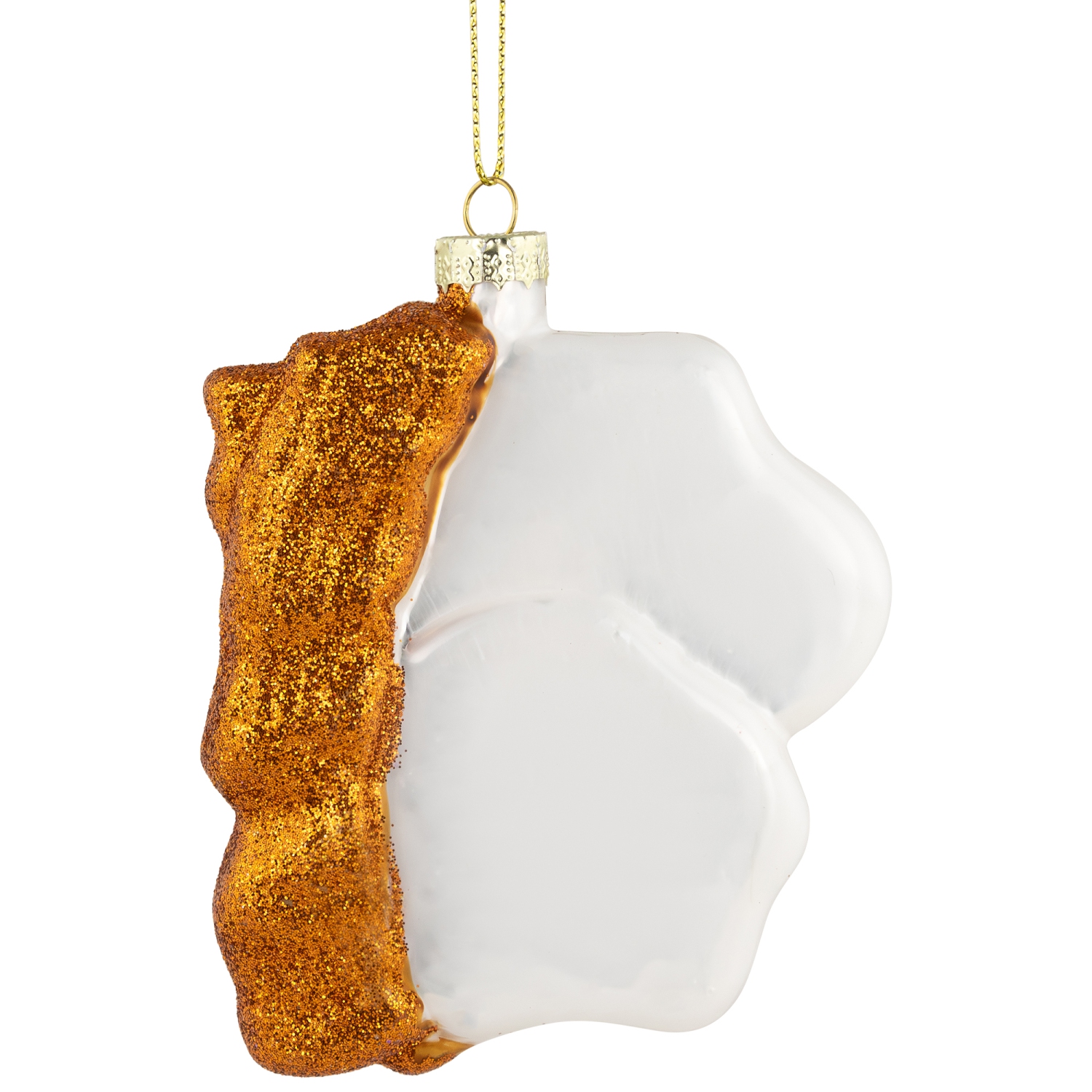 3.75" Eggs and Bacon Glittered Glass Christmas Hanging Ornament