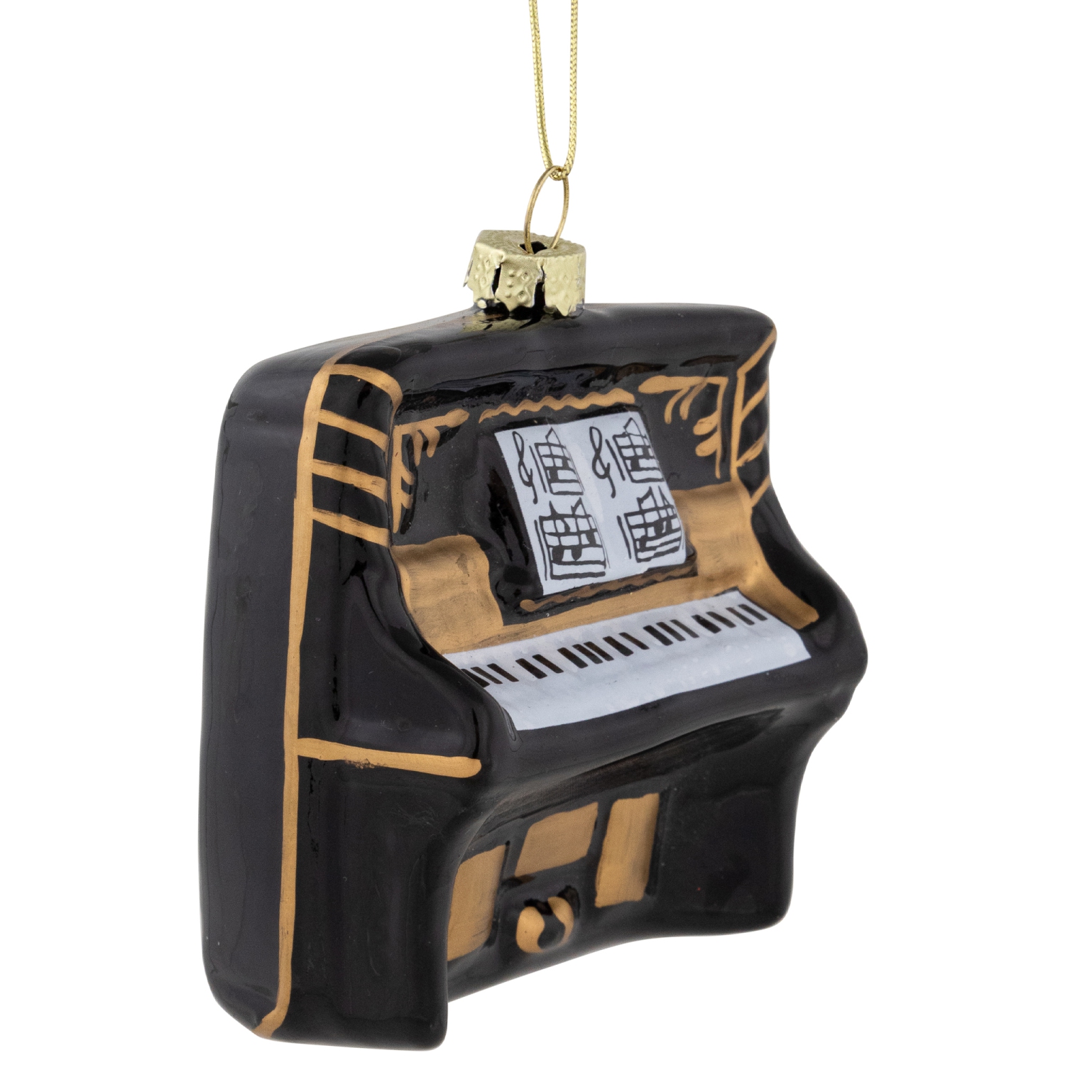 3" Black and Gold Organ Glass Christmas Ornament