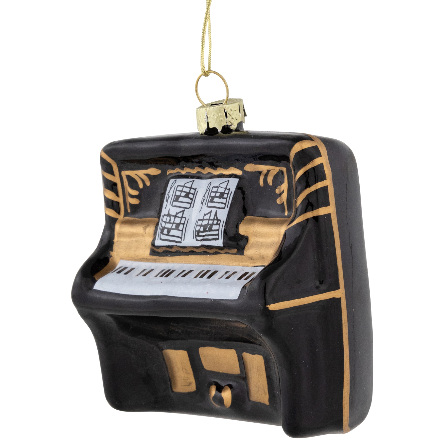 3" Black and Gold Organ Glass Christmas Ornament