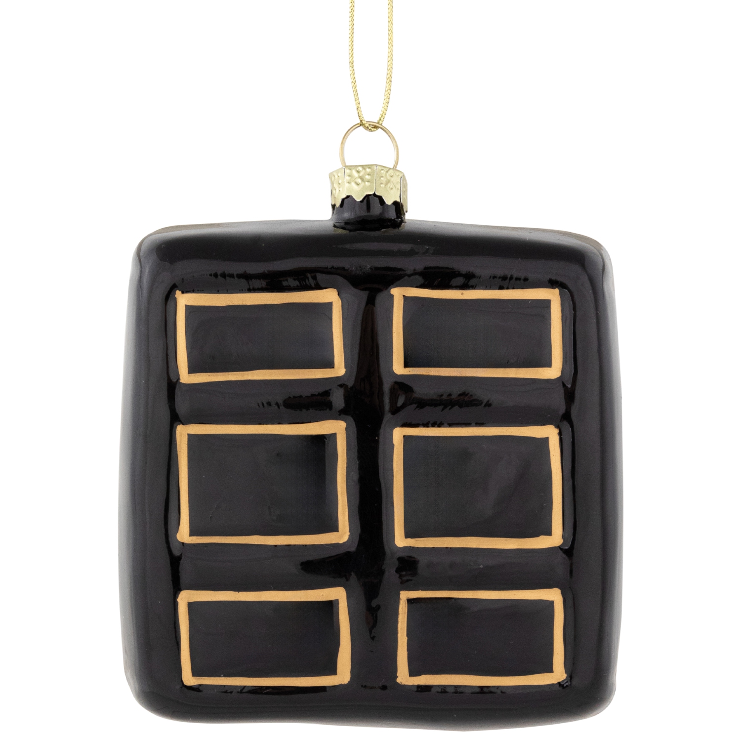 3" Black and Gold Organ Glass Christmas Ornament