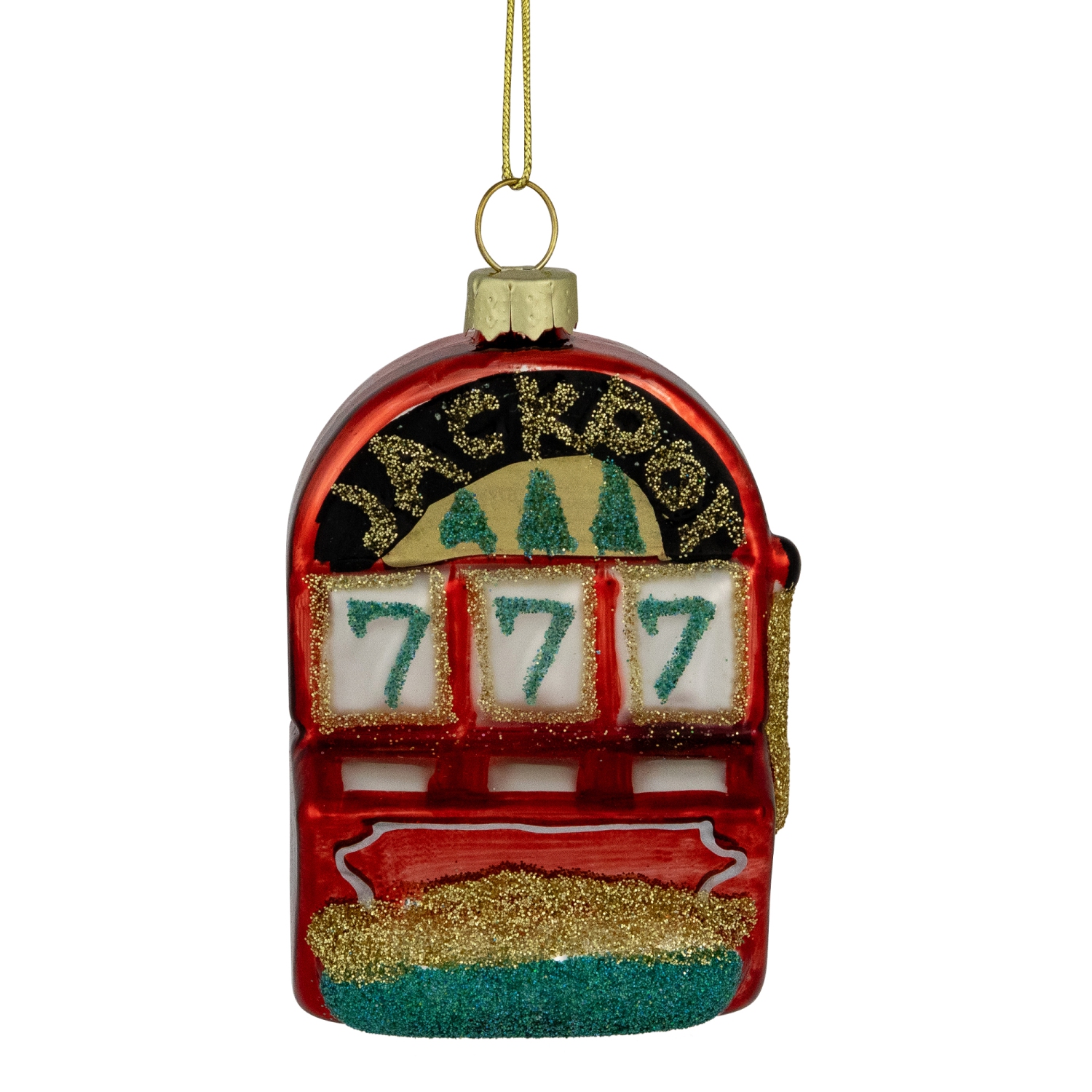 3.25" Lucky 7's Jackpot Slots Glass Christmas Ornament