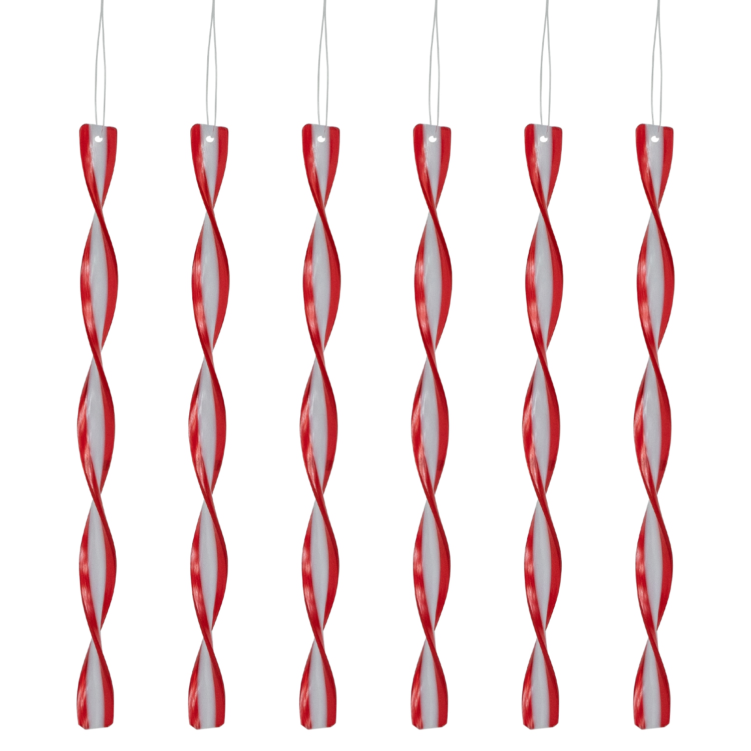 6ct Red and White Candy Swirl Christmas Ornaments 8"