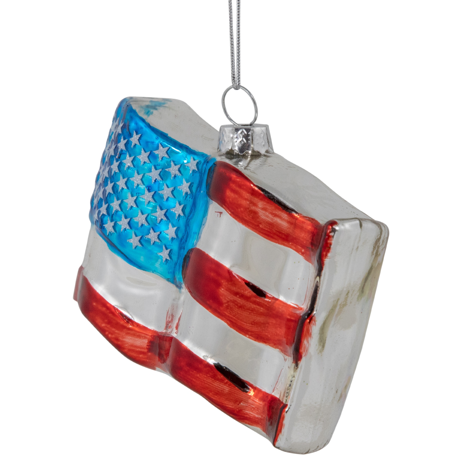 4" American Flag Glass Christmas Ornament