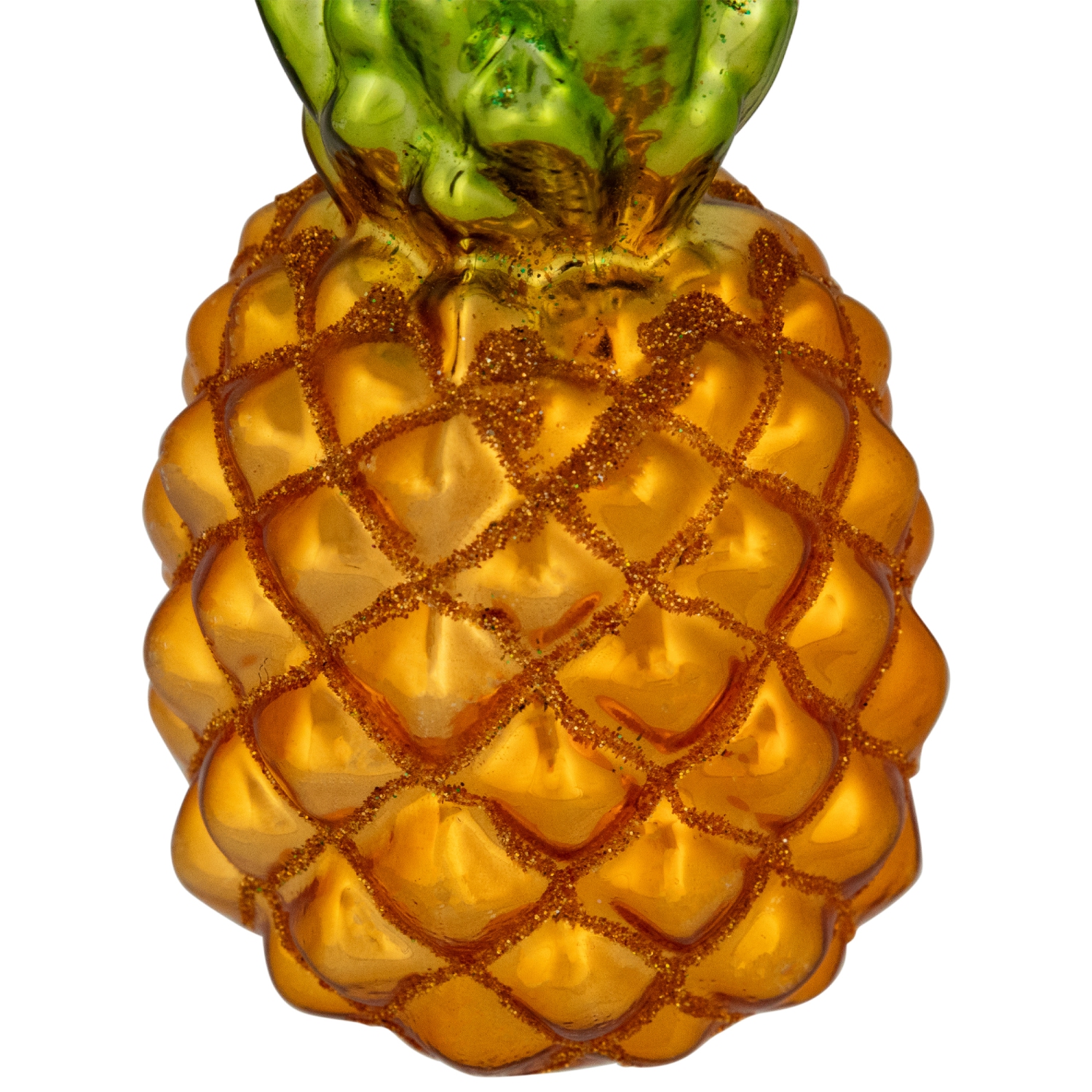4.75" Glittered Pineapple Glass Christmas Hanging Ornament