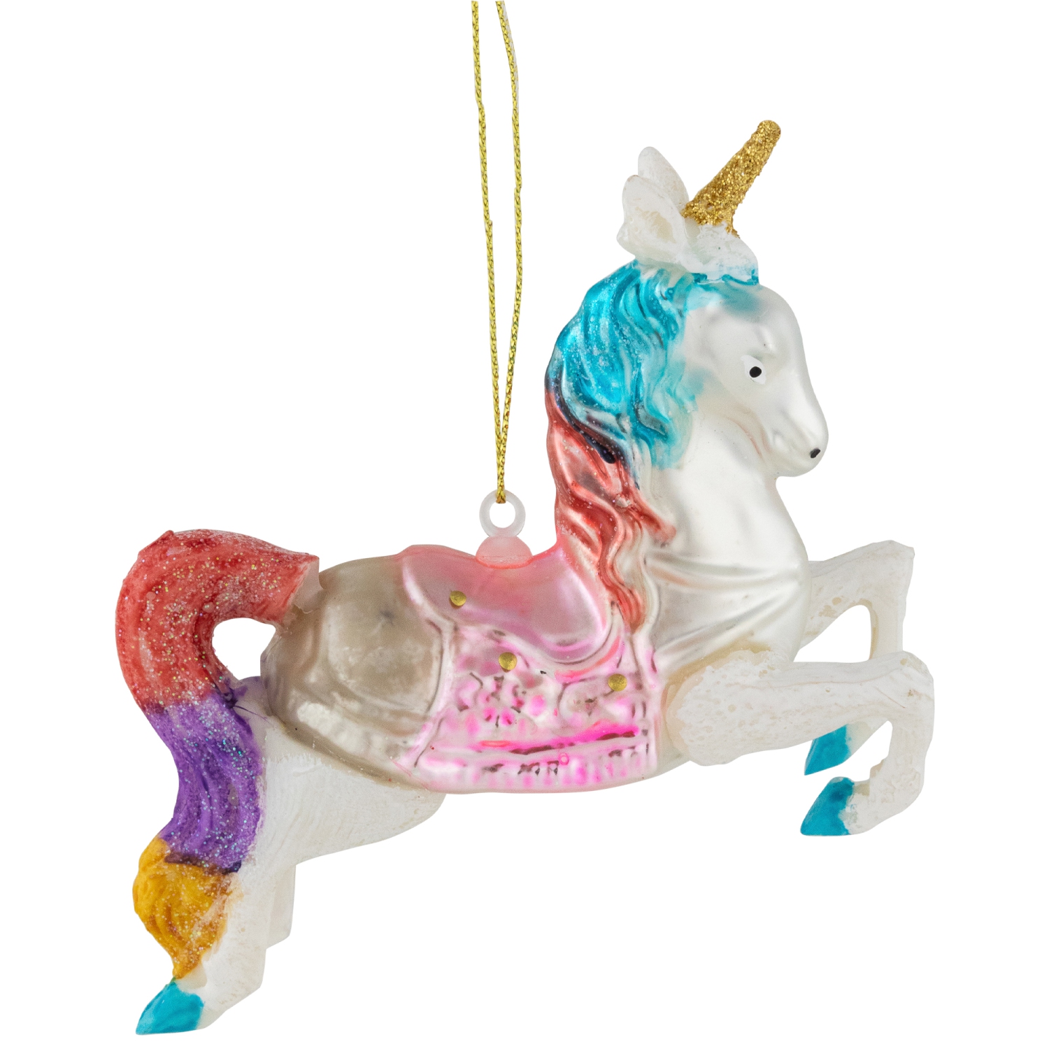 4.25" Pastel Unicorn Glass Christmas Ornament