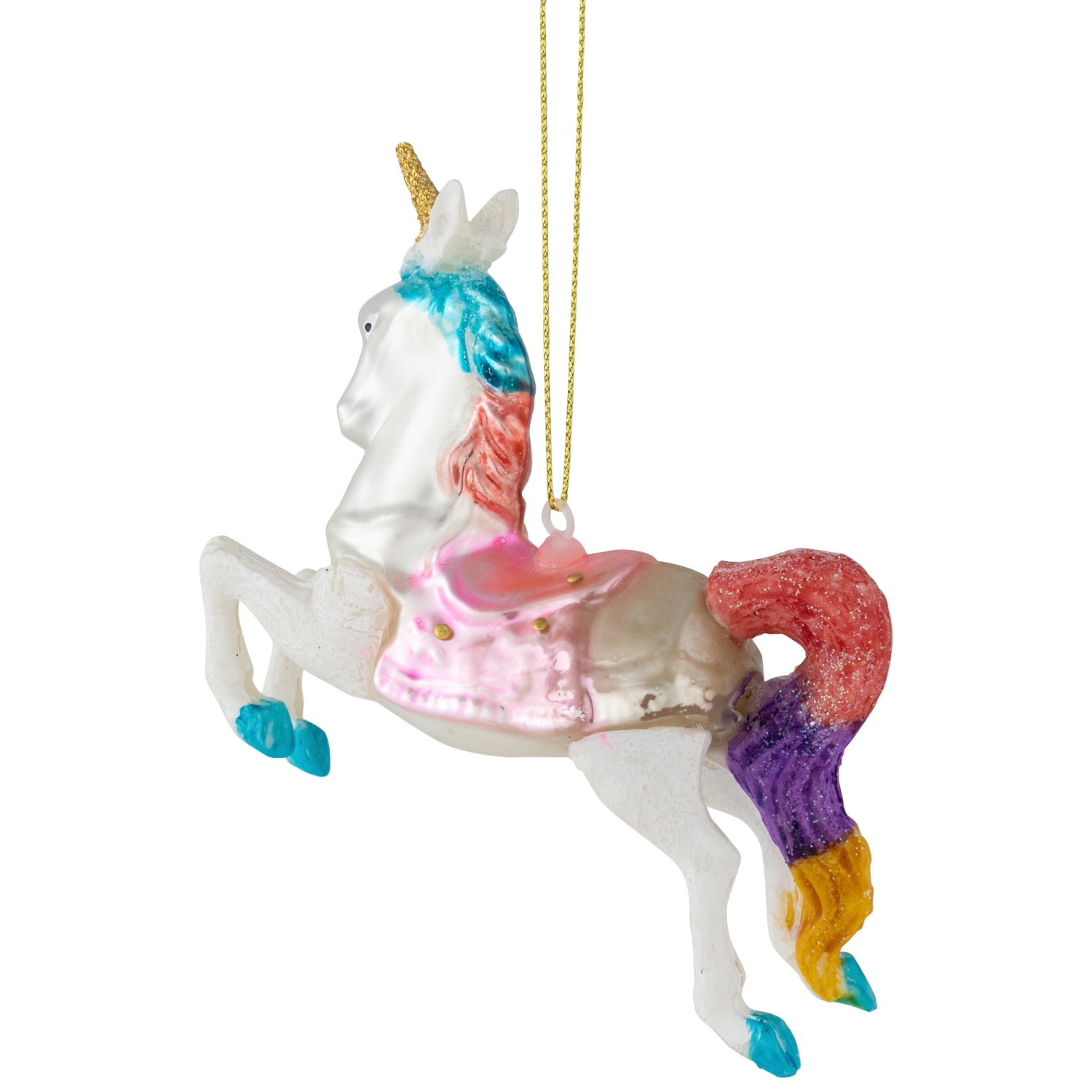 4.25" Pastel Unicorn Glass Christmas Ornament