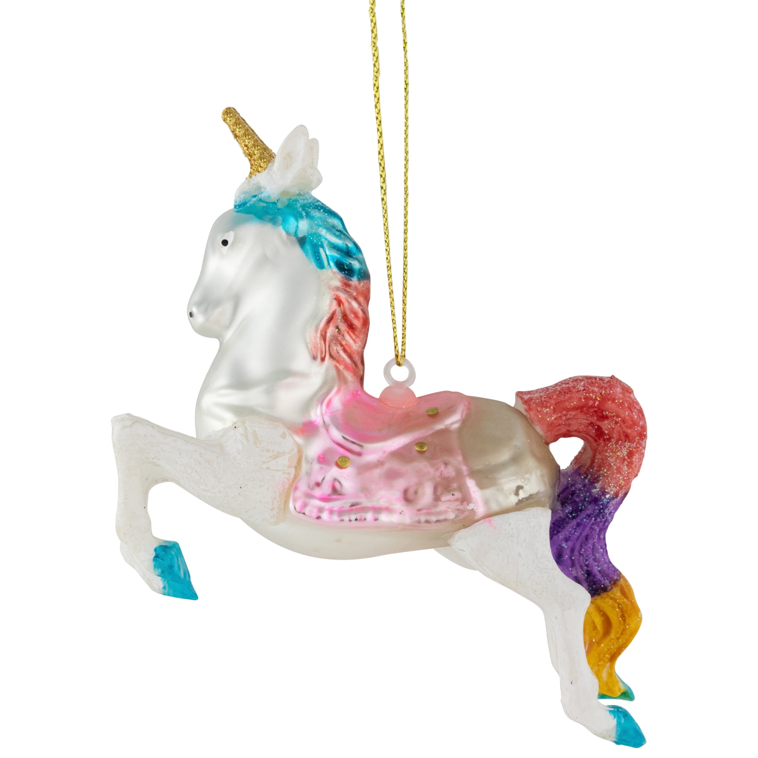 4.25" Pastel Unicorn Glass Christmas Ornament