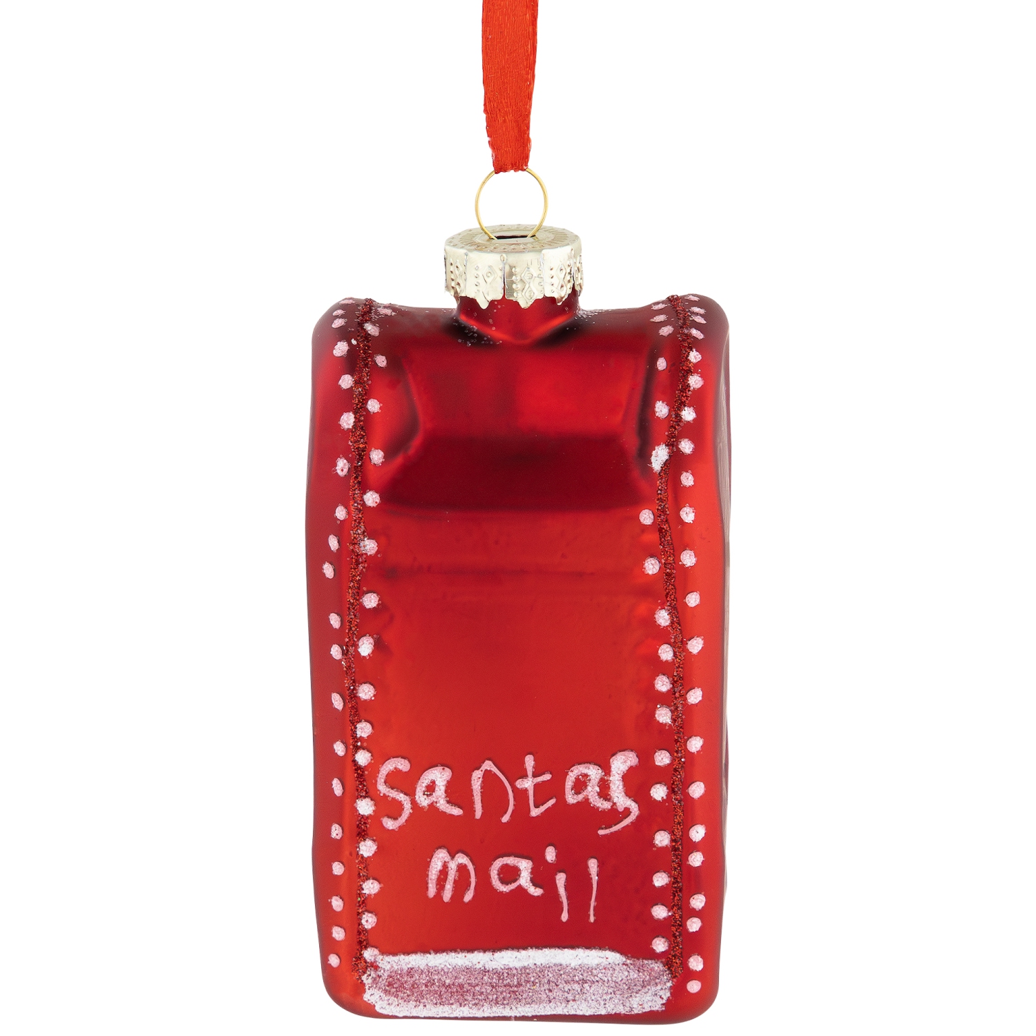 Santa's Mailbox Glass Christmas Ornament - 4" - Red
