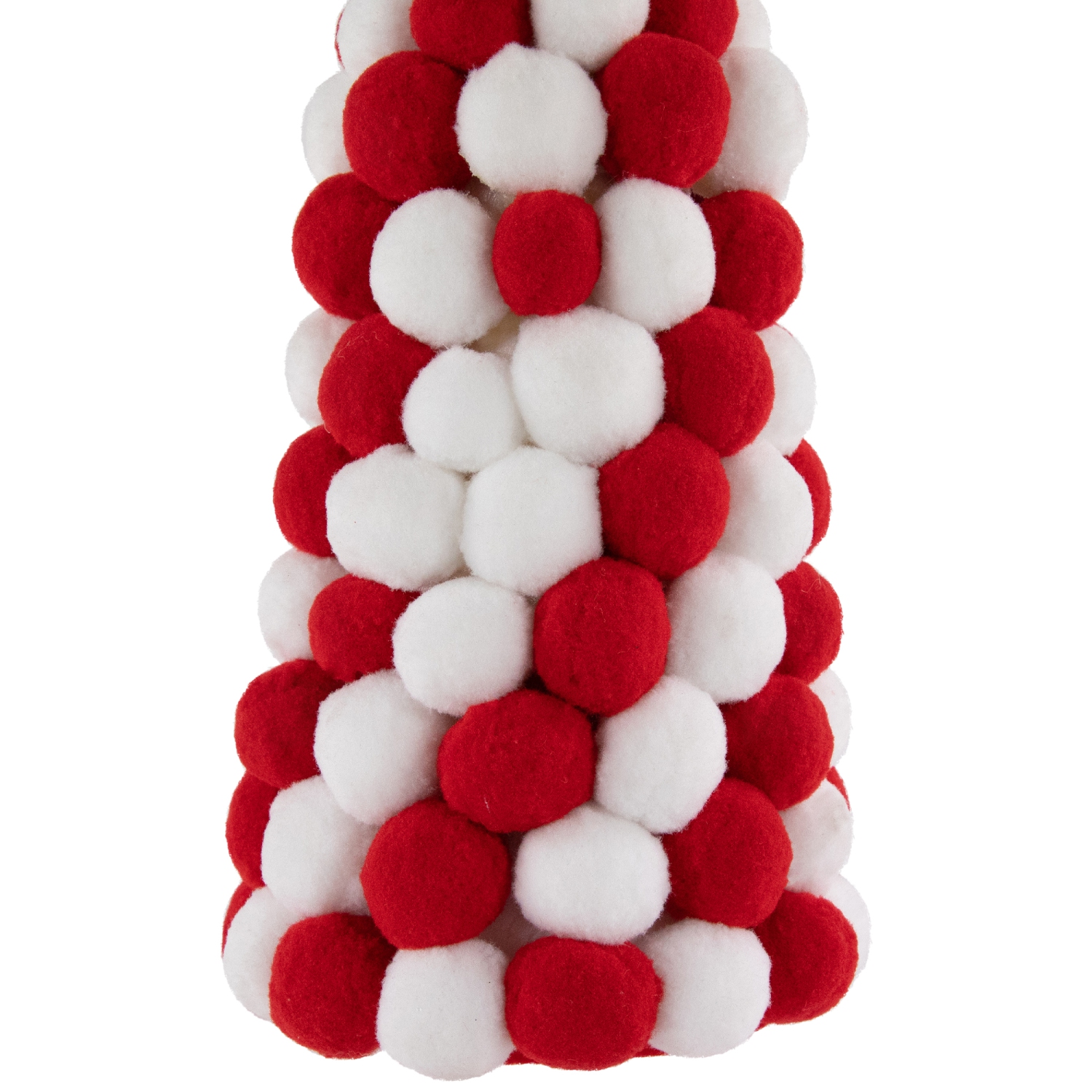 Candy Cane Plush PomPom Christmas Tree Decoration - 15" - Red and White