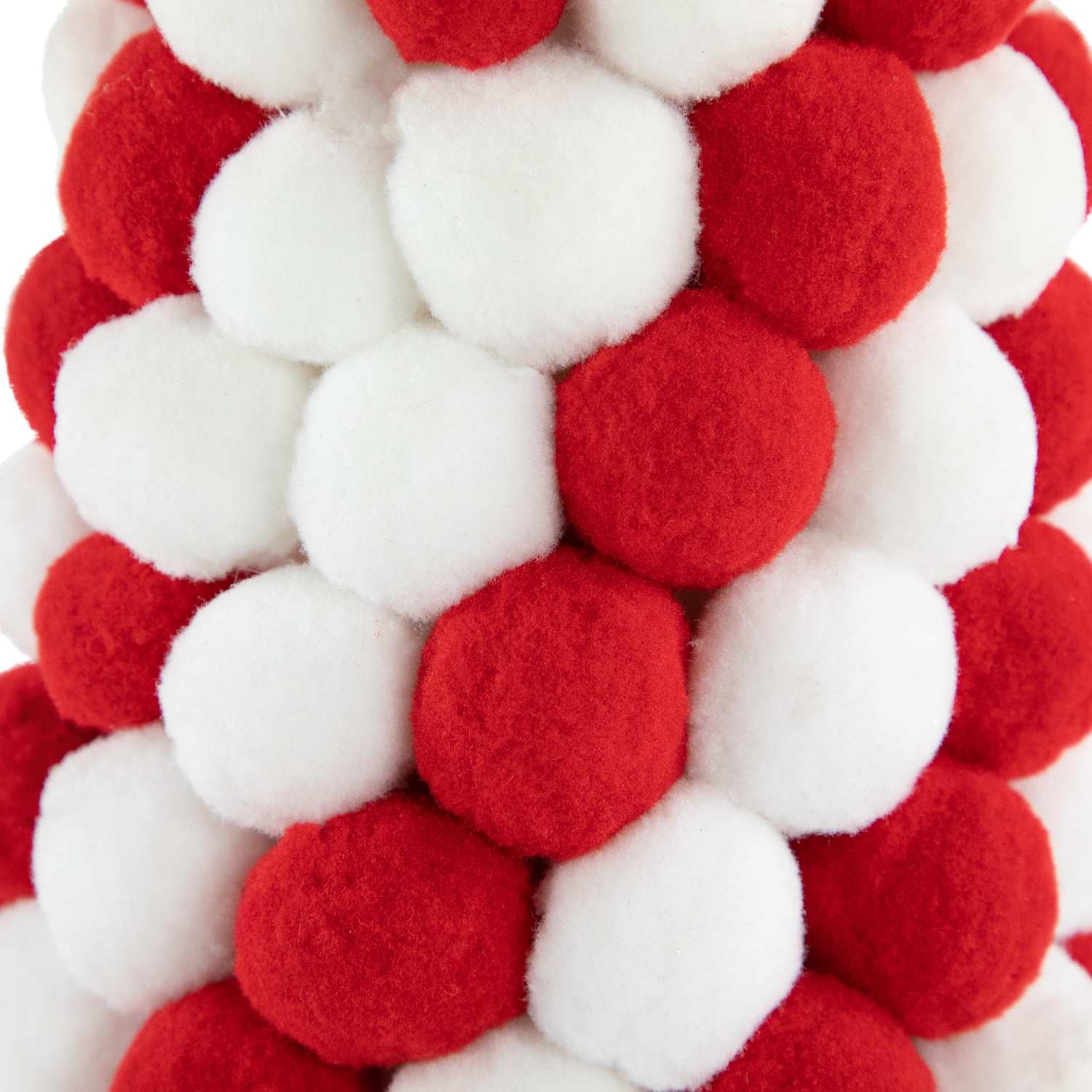 Candy Cane Plush PomPom Christmas Tree Decoration - 15" - Red and White