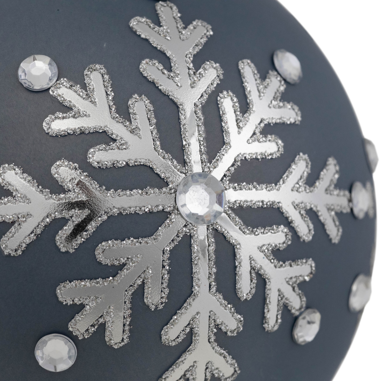 Glitter Mirrored Snowflakes Christmas Glass Ball Ornaments - 4" - Slate Blue - Set of 2