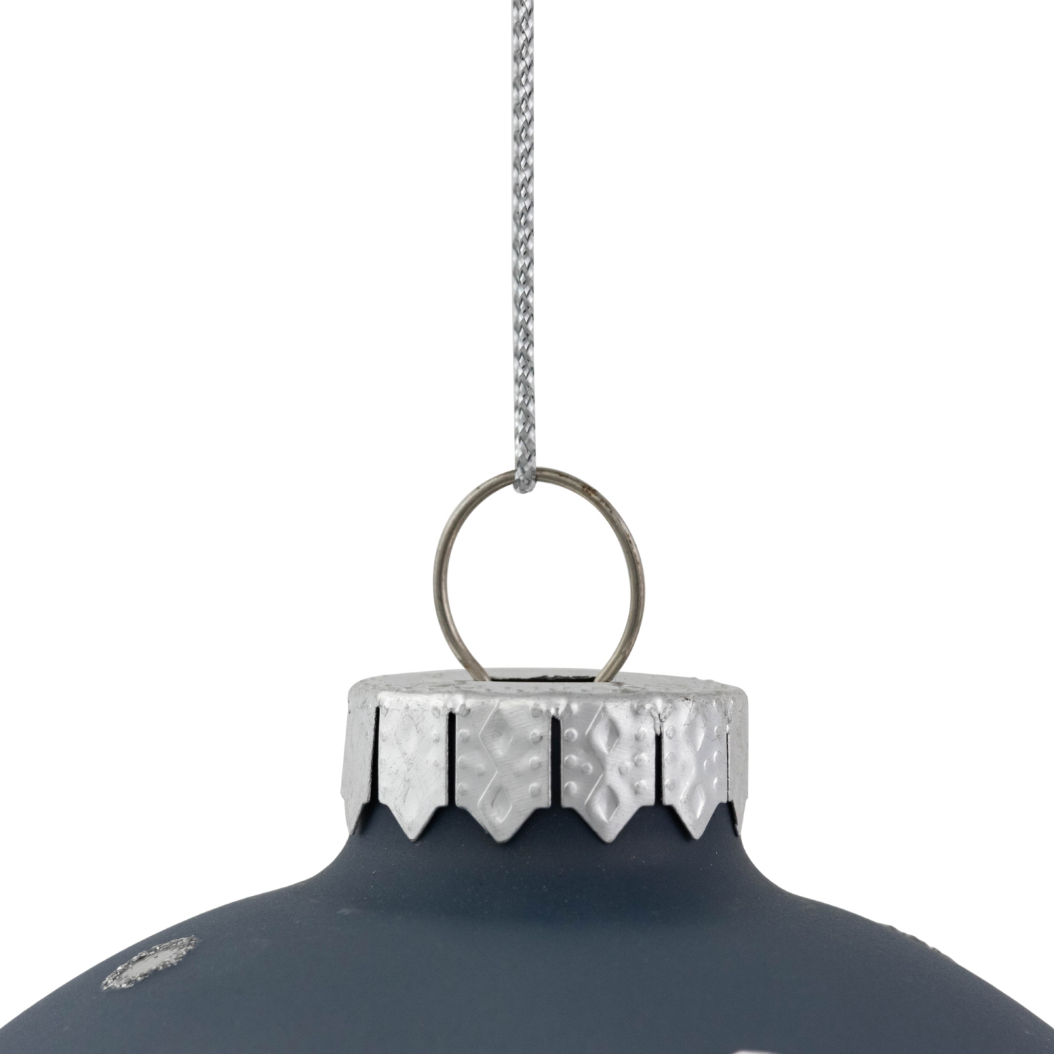 Glitter Mirrored Snowflakes Christmas Glass Ball Ornaments - 4" - Slate Blue - Set of 2