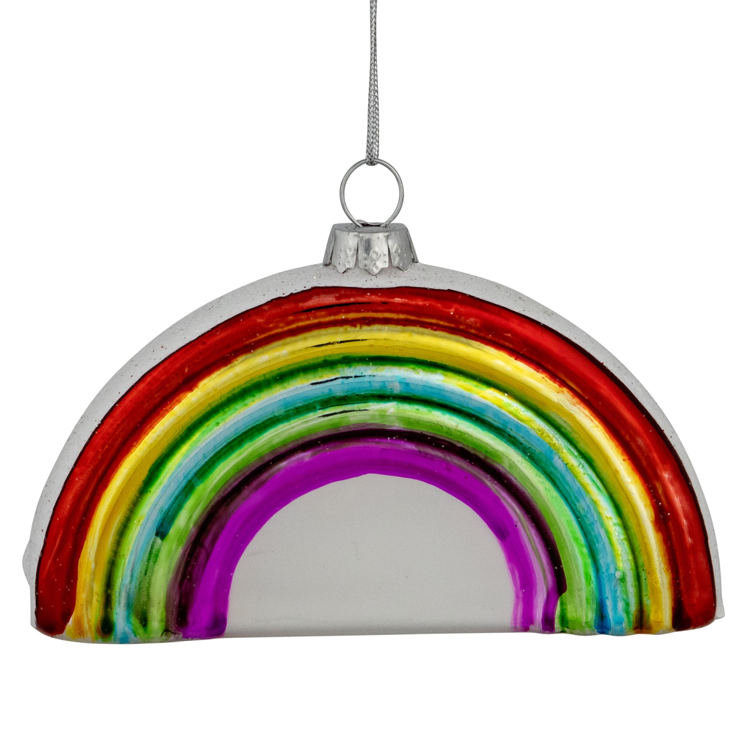 4" Shiny Arched Rainbow Hanging Glass Christmas Ornament