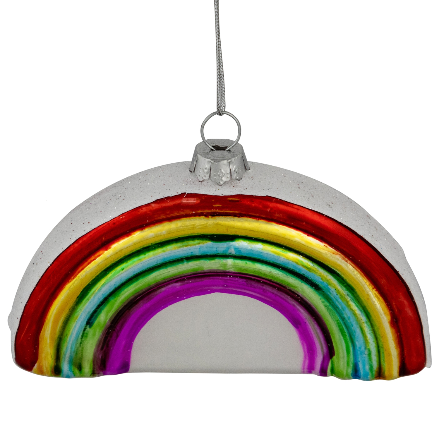 4" Shiny Arched Rainbow Hanging Glass Christmas Ornament
