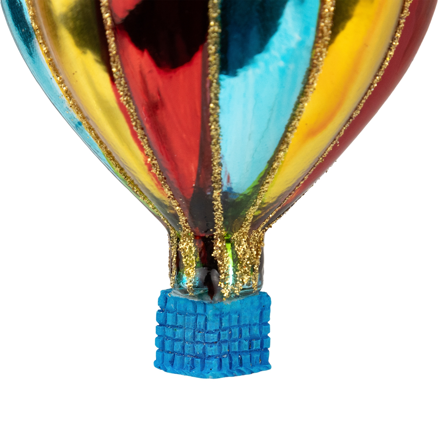 3.75" Shiny Multicolor Hot Air Balloon Glass Christmas Hanging Ornament