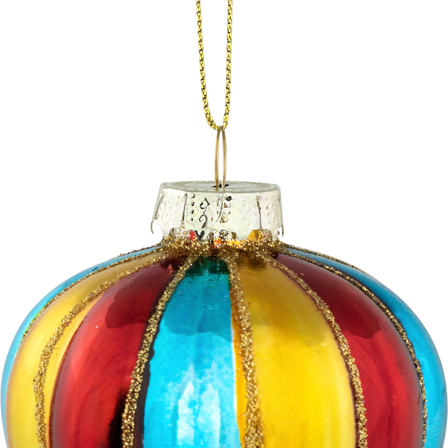 3.75" Shiny Multicolor Hot Air Balloon Glass Christmas Hanging Ornament