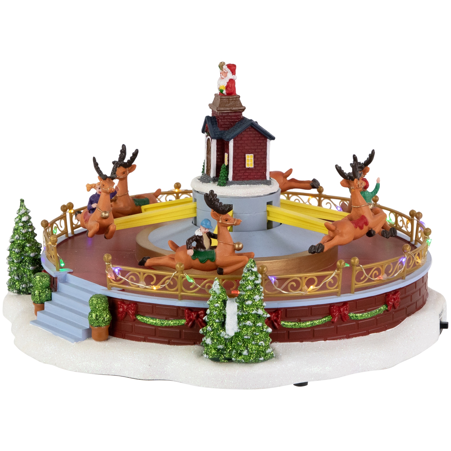 Animated and Musical Rockin' Reindeer Ride LED Lighted Christmas Village Display - 12"