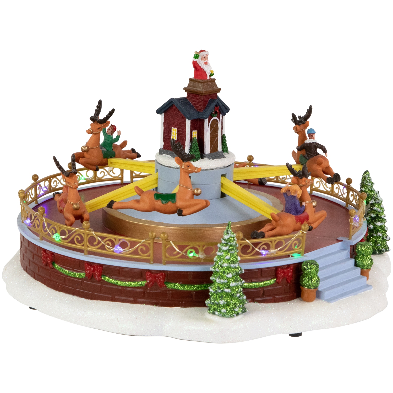 Animated and Musical Rockin' Reindeer Ride LED Lighted Christmas Village Display - 12"