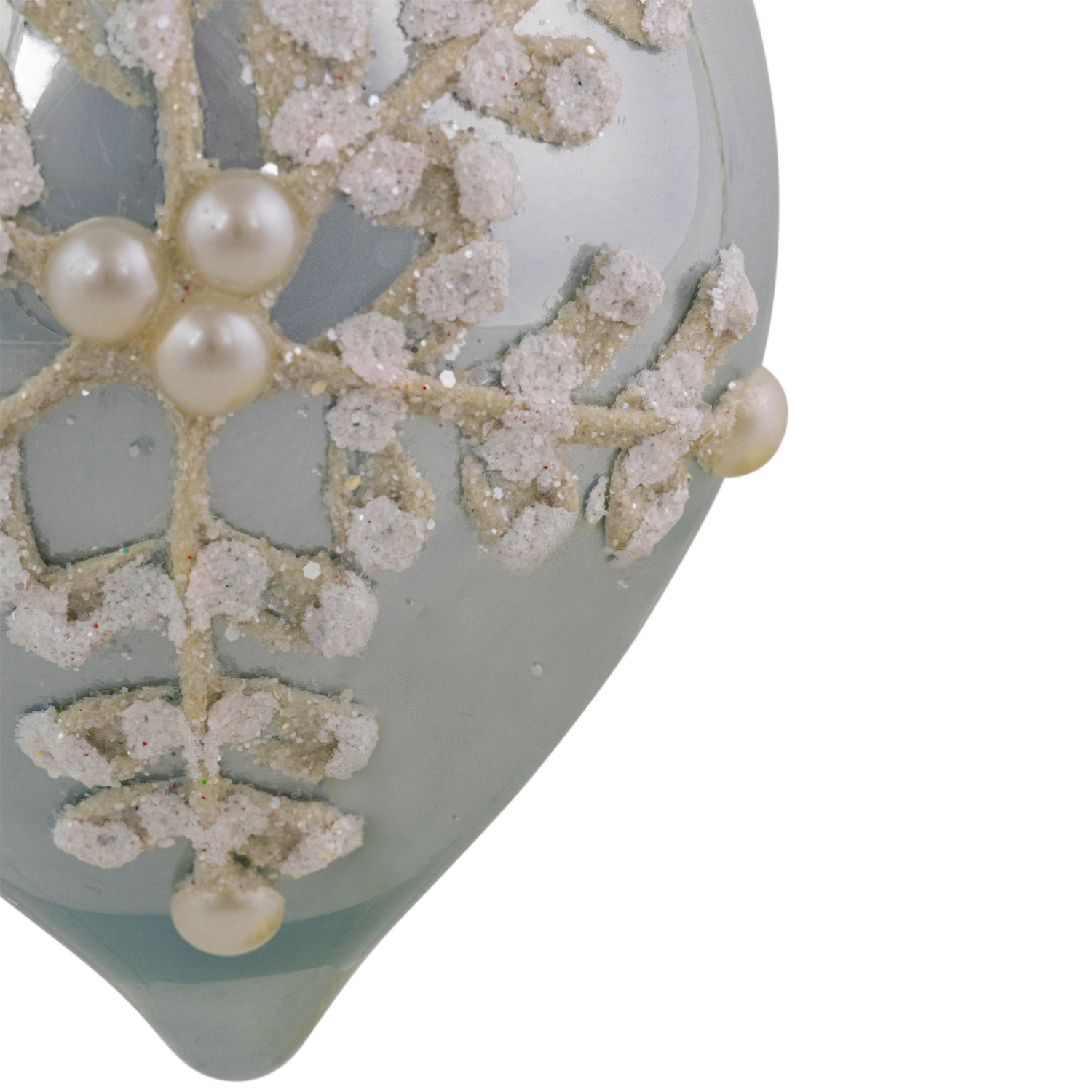 Set of 2 Shiny Artic Blue Textured Snowflakes Finial Christmas Glass Ornaments 5"